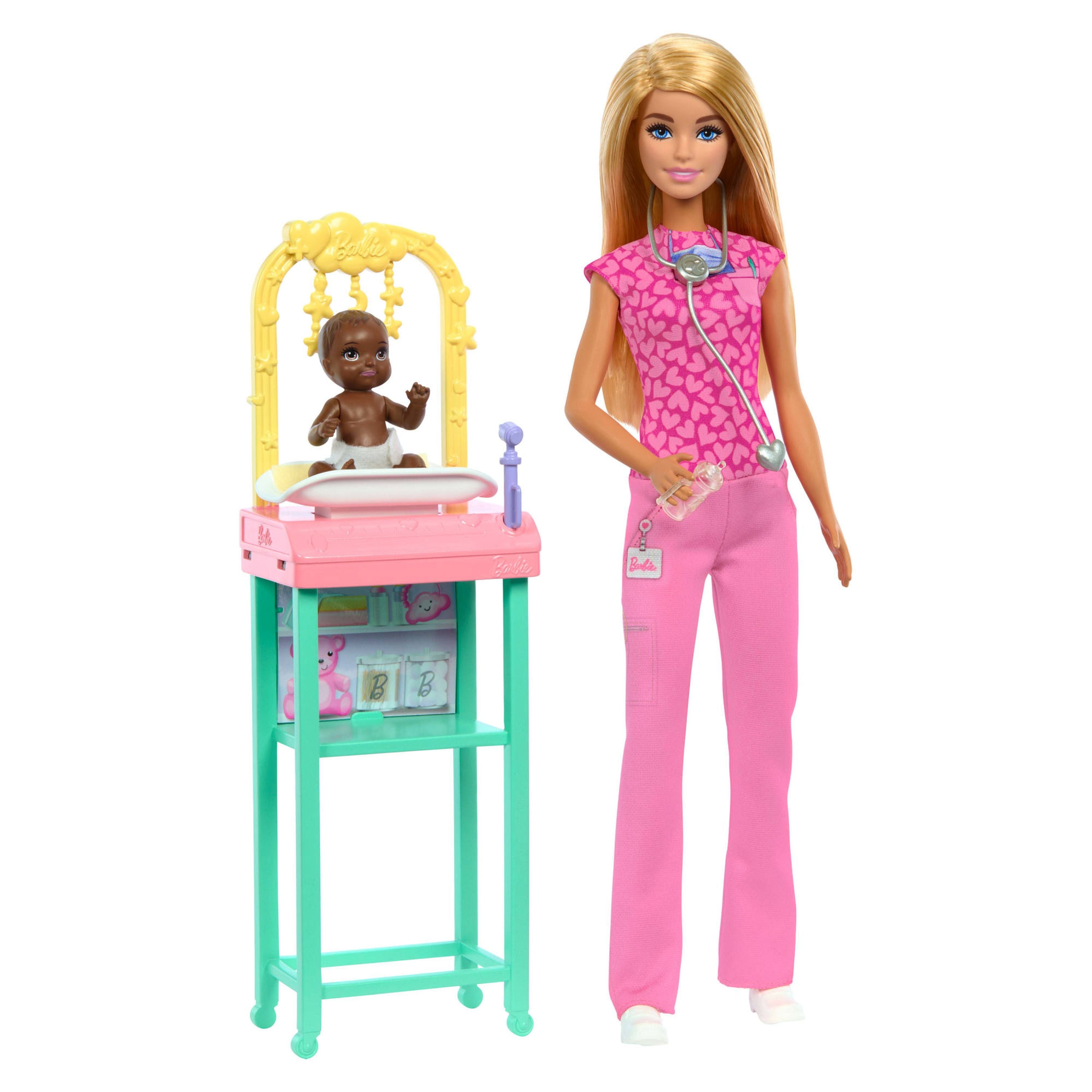 Hot! Barbie Baby Doctor Blonde Doll Playset - Explore Career Roles