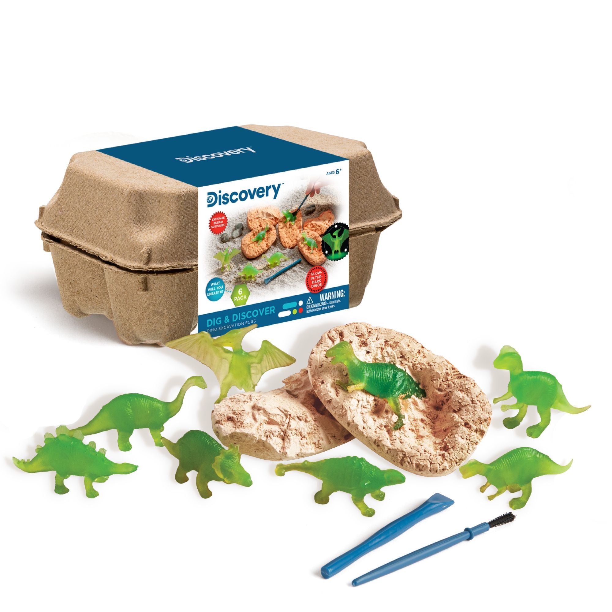 6-Pack Discovery Kids Glow-in-the-Dark Dino Excavation Eggs