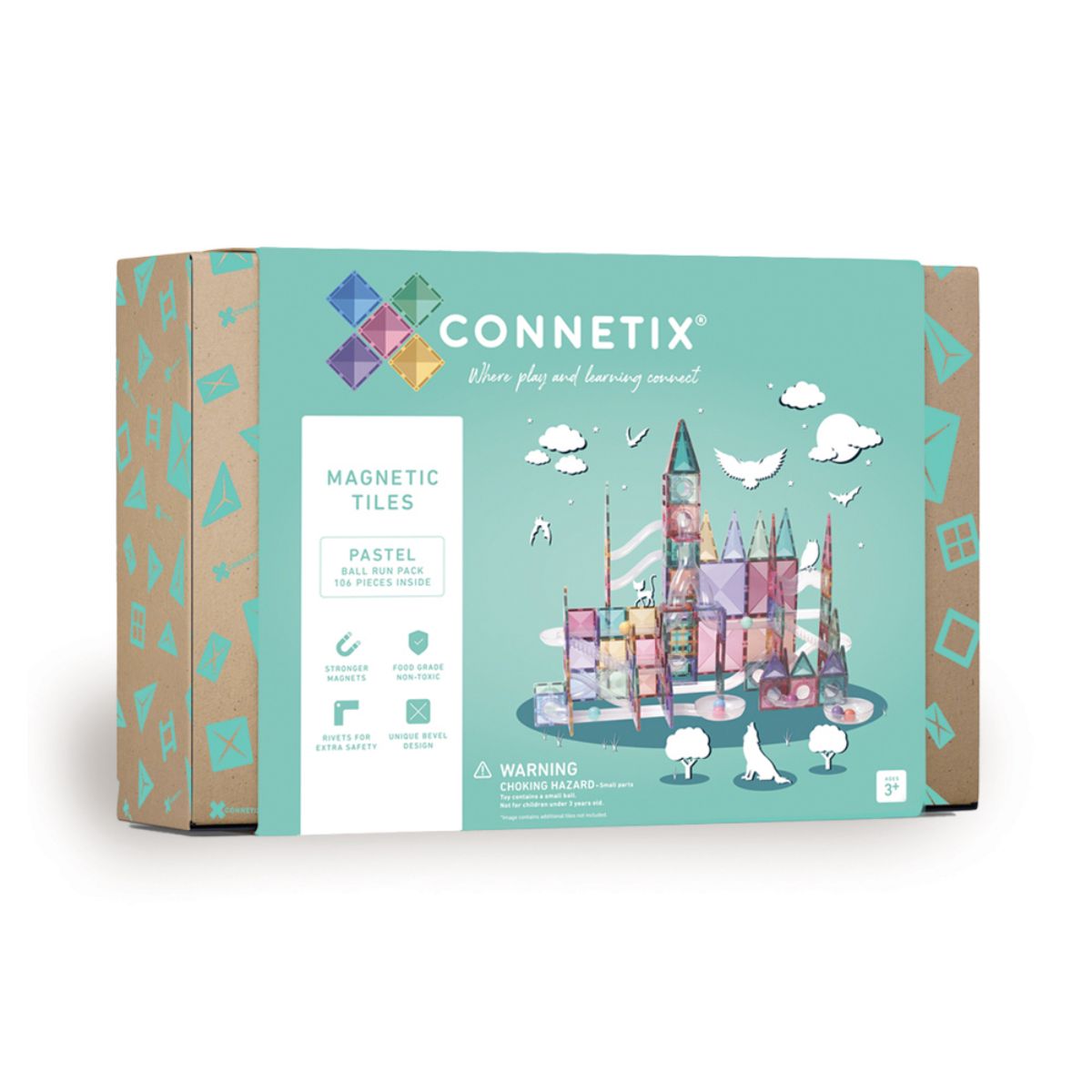 Connetix 106-Piece Pastel Magnetic Ball Run Tiles - Great for Family Fun