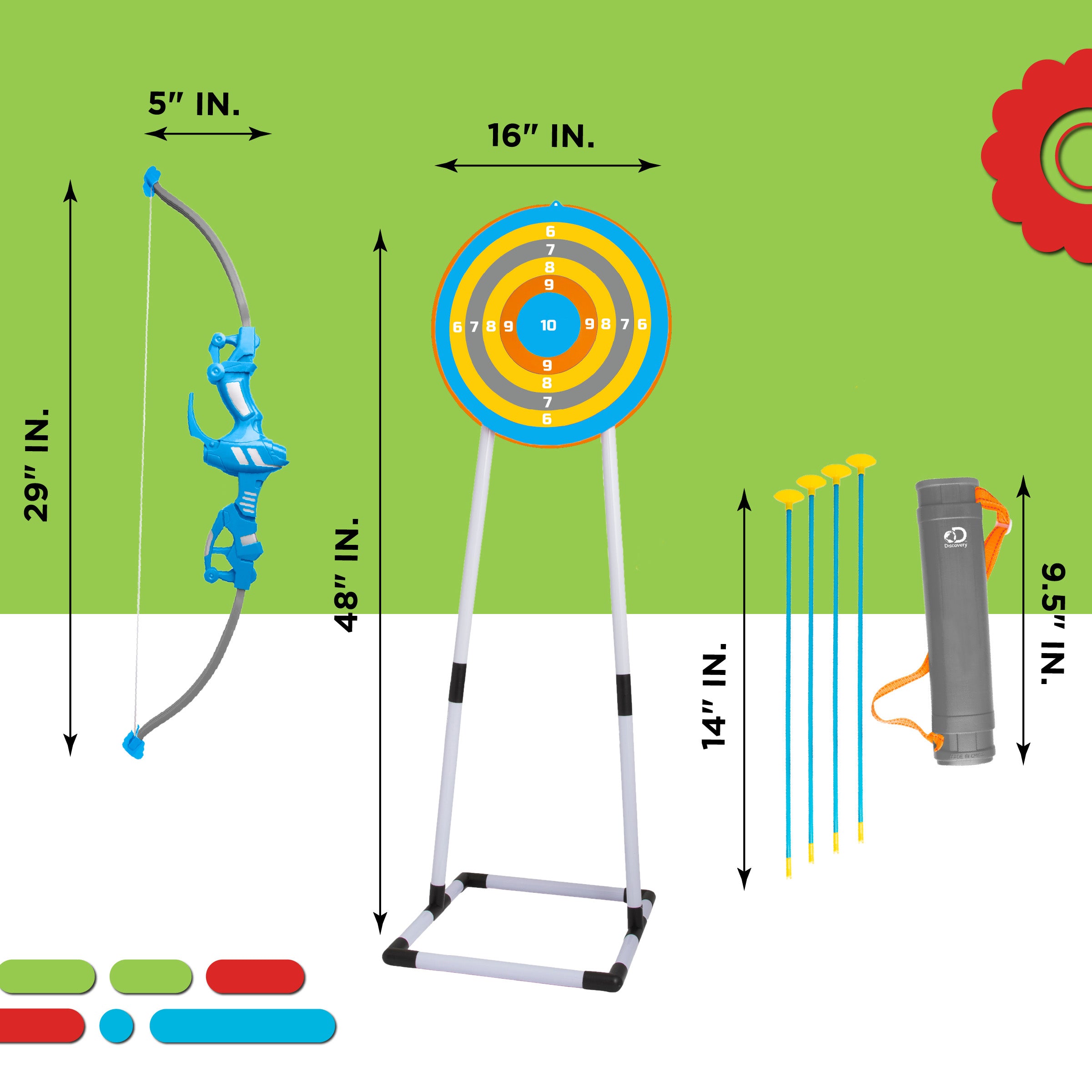 Hot! Discovery Bullseye Outdoor Archery Set for Fun