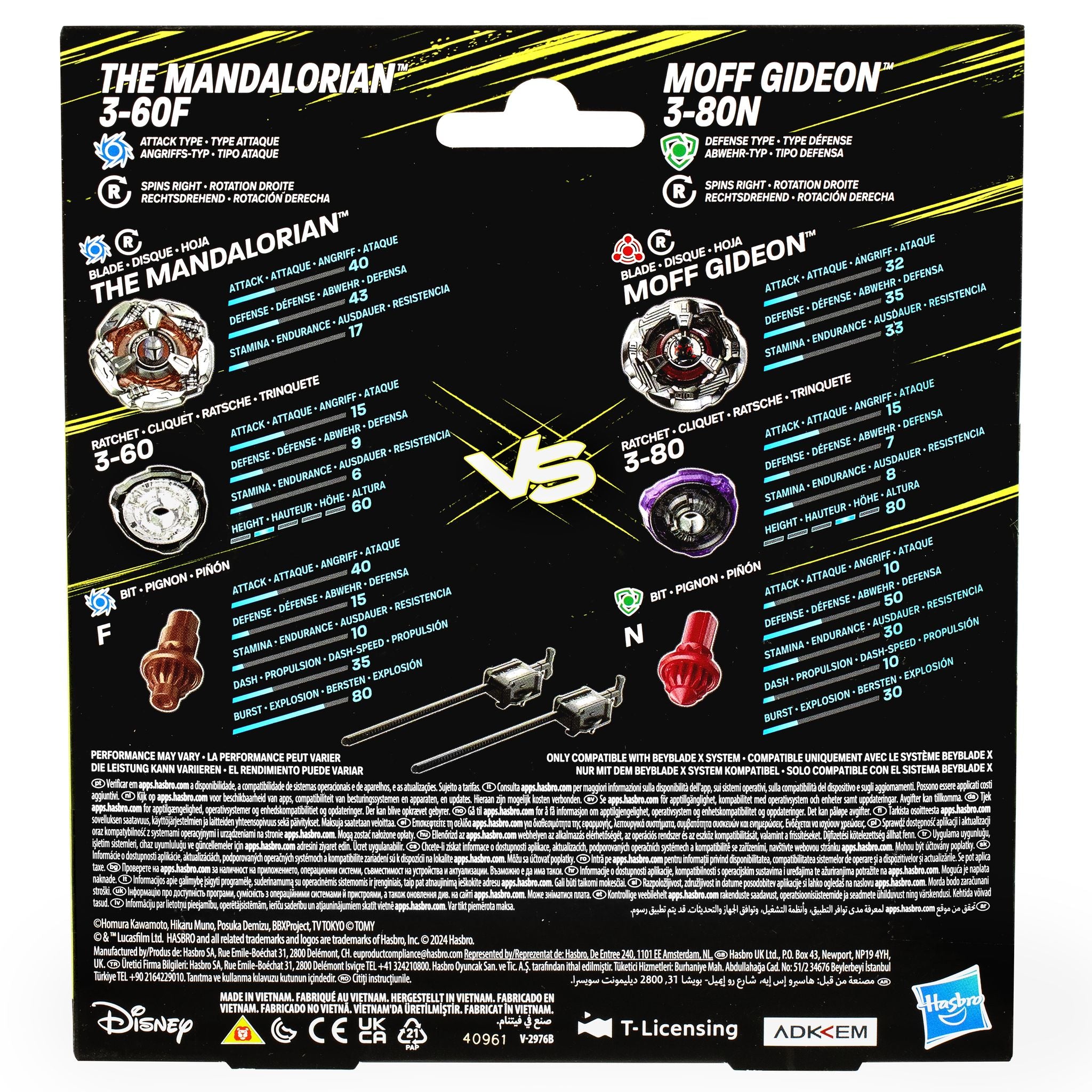 Hot Deal! Star Wars Beyblade X - The Mandalorian 3 - 60F and Moff Gideon 3 - 80N Battle Tops