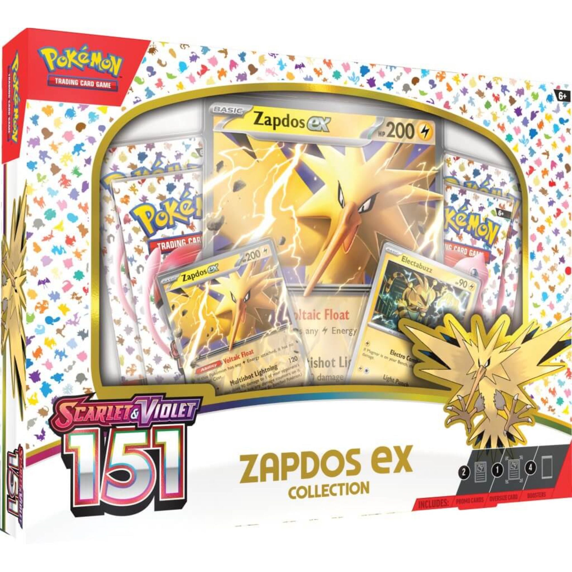 Pokemon TCG Scarlet & Violet 151 Collectible Zapdos Ex Set with Bonus Cards