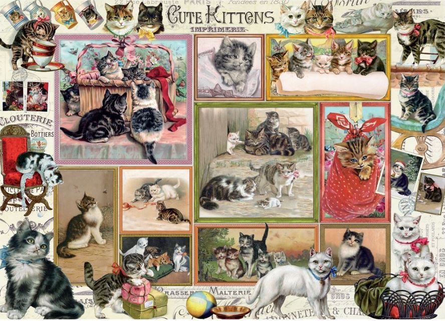 Get Your Hands on This 1000-Piece Stamp & Collage Jigsaw Puzzle Featuring Adorable Kittens