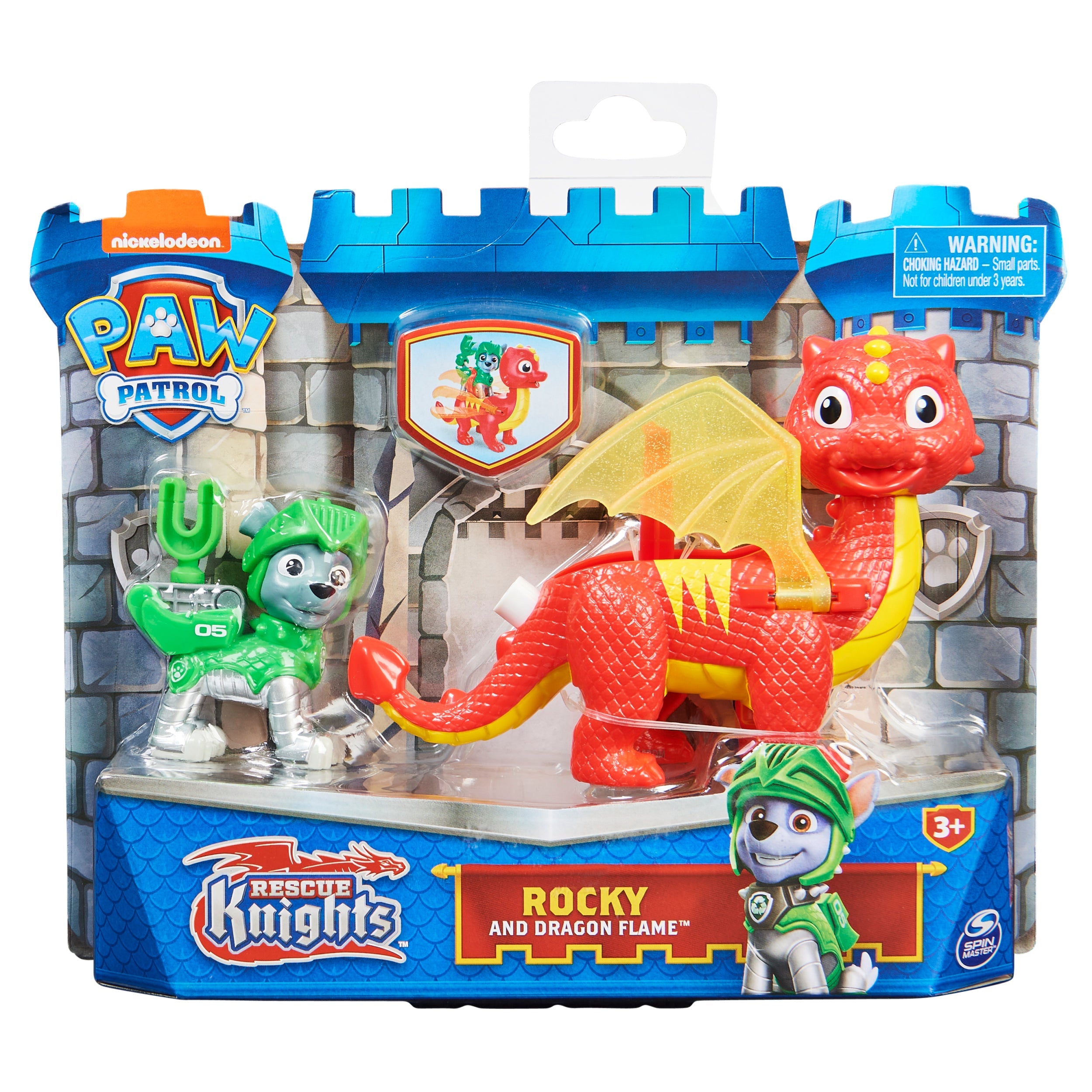 PAW Patrol Rescue Knights: Rocky and His Magical Dragon Flame Action Figures