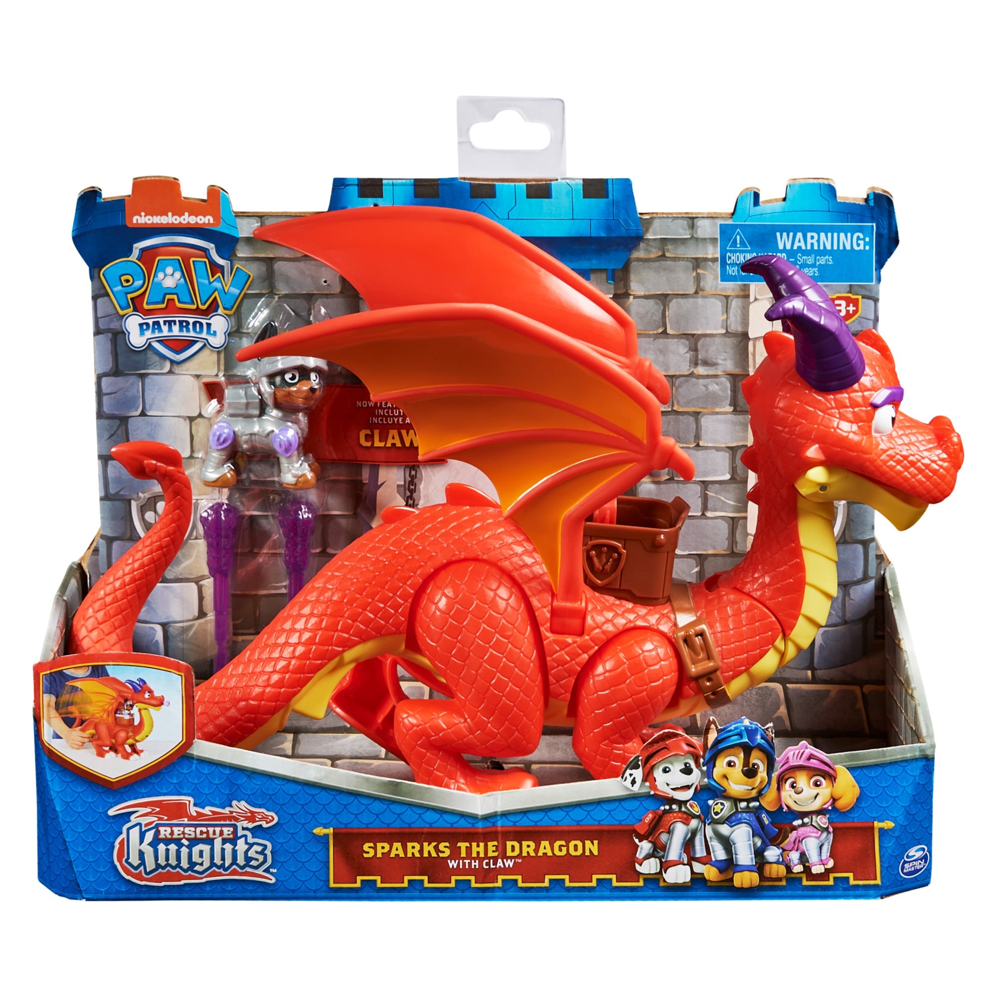 PAW Patrol Rescue Knights: Super - Winged Sparks The Dragon and Exclusive Claw Action Figures