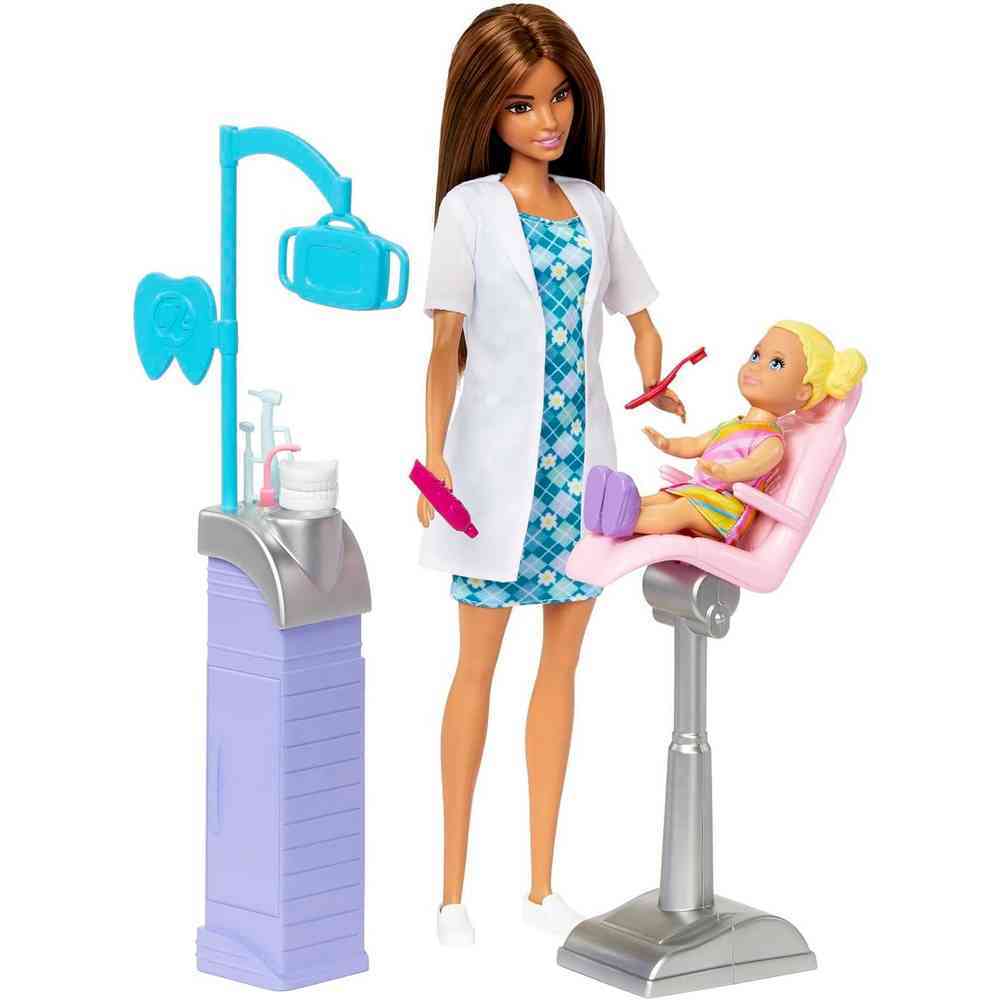 Hot Sale! Barbie Brunette Dentist Career Doll and Playset for Kids' Pretend Play