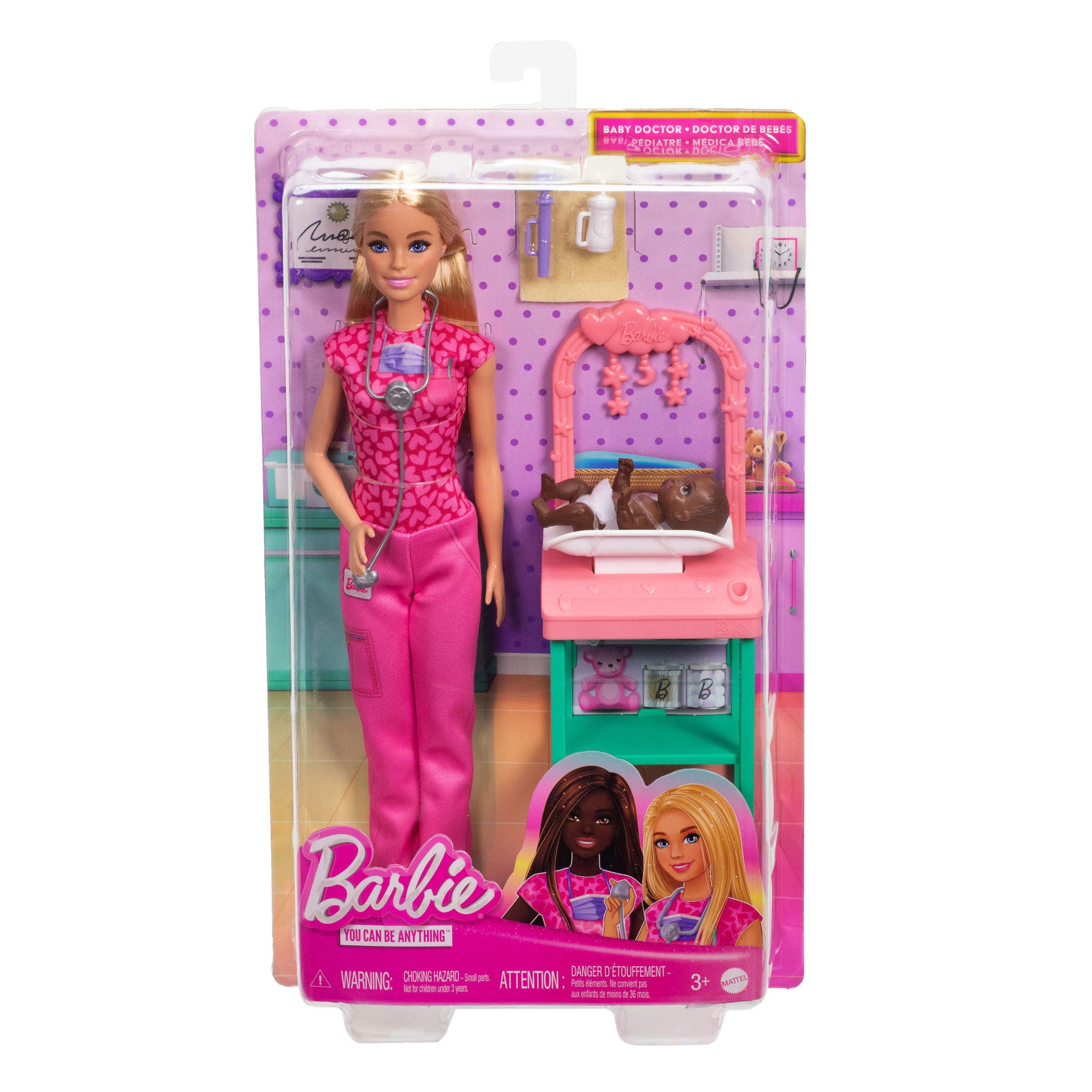 Hot! Barbie Baby Doctor Blonde Doll Playset - Explore Career Roles