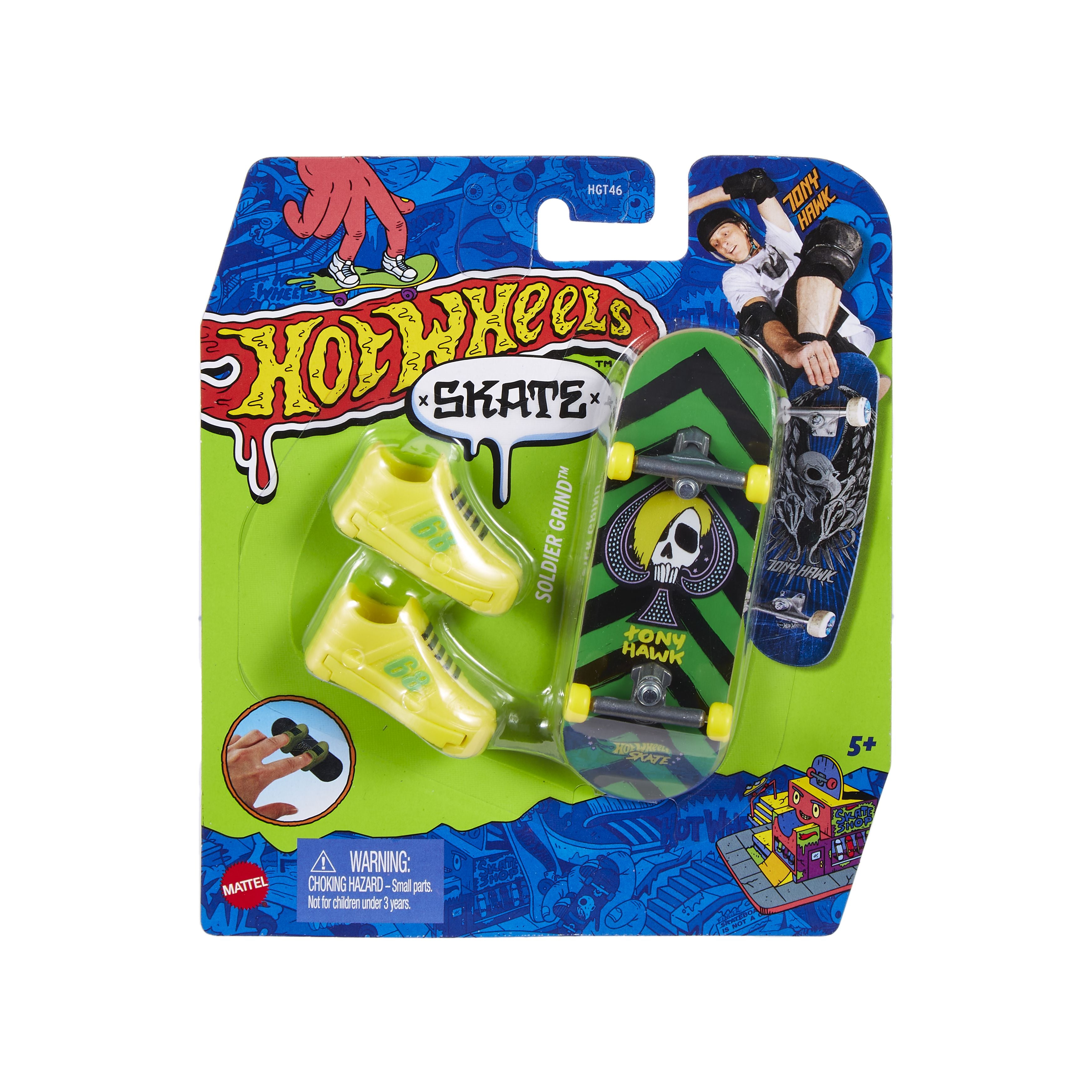 Hot Wheels Skate Fingerboard Single Pack - Tony Hawk Originals 2/8 Soldier Grind, Cool Collectible