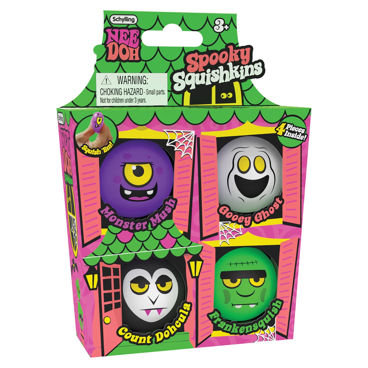 Hot Deal! Schylling 4-Pack NeeDoh Spooky Squishkins in Haunted House Set