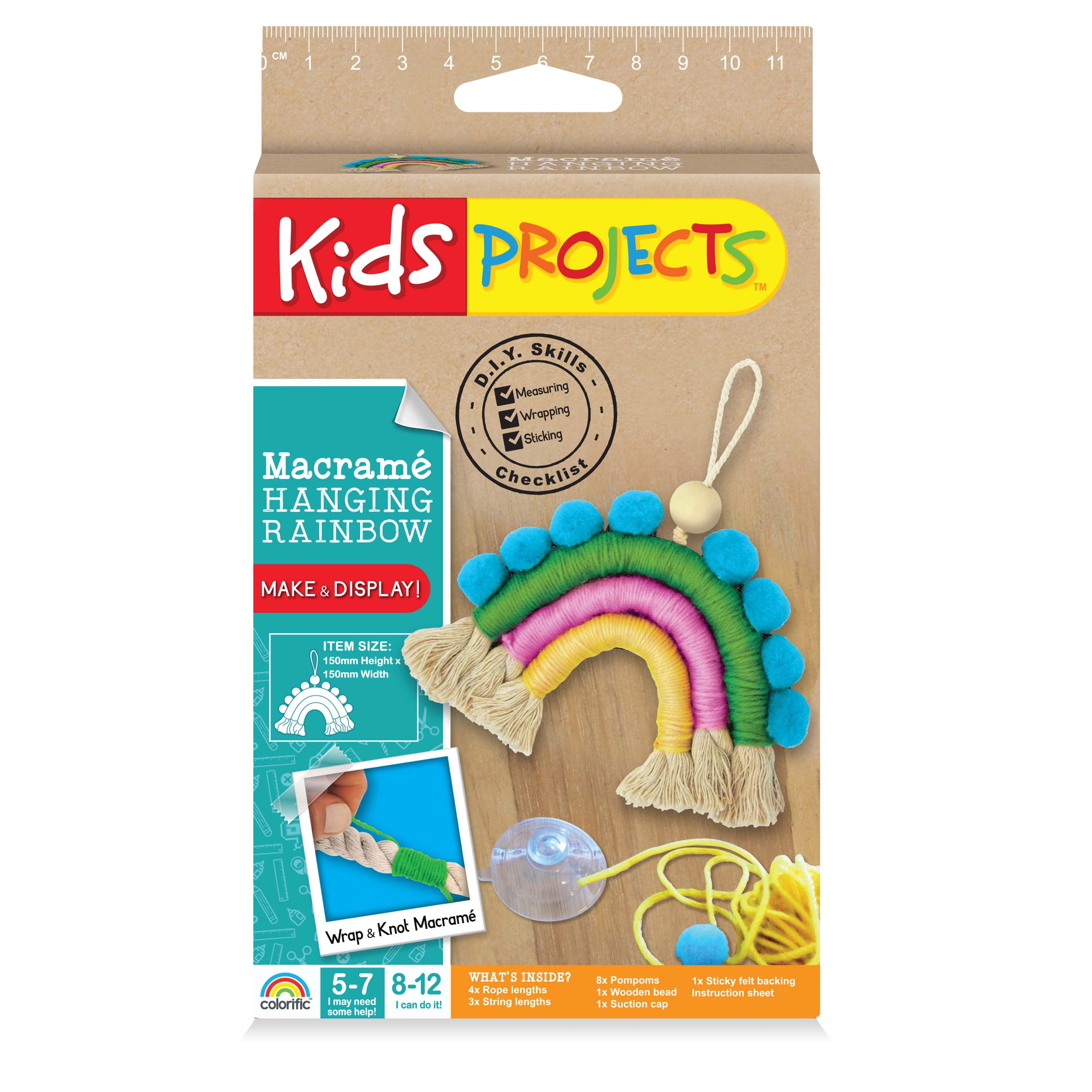 Kids' Colourful Macrame Make & Display Hanging Rainbow Projects