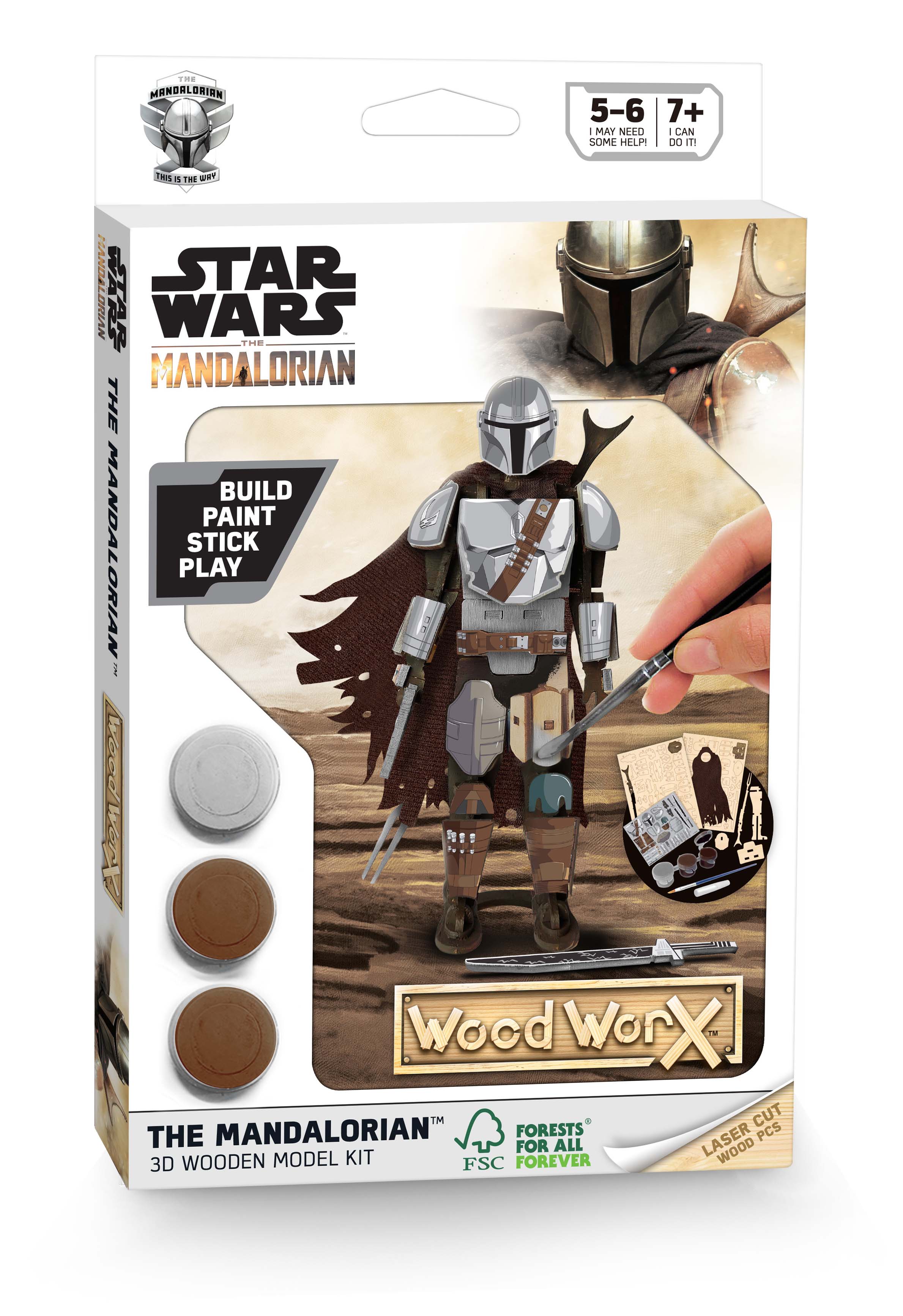 Amazing Colorific 3D Wooden Model Kit: Boba Fett's Starfighter from The Mandalorian