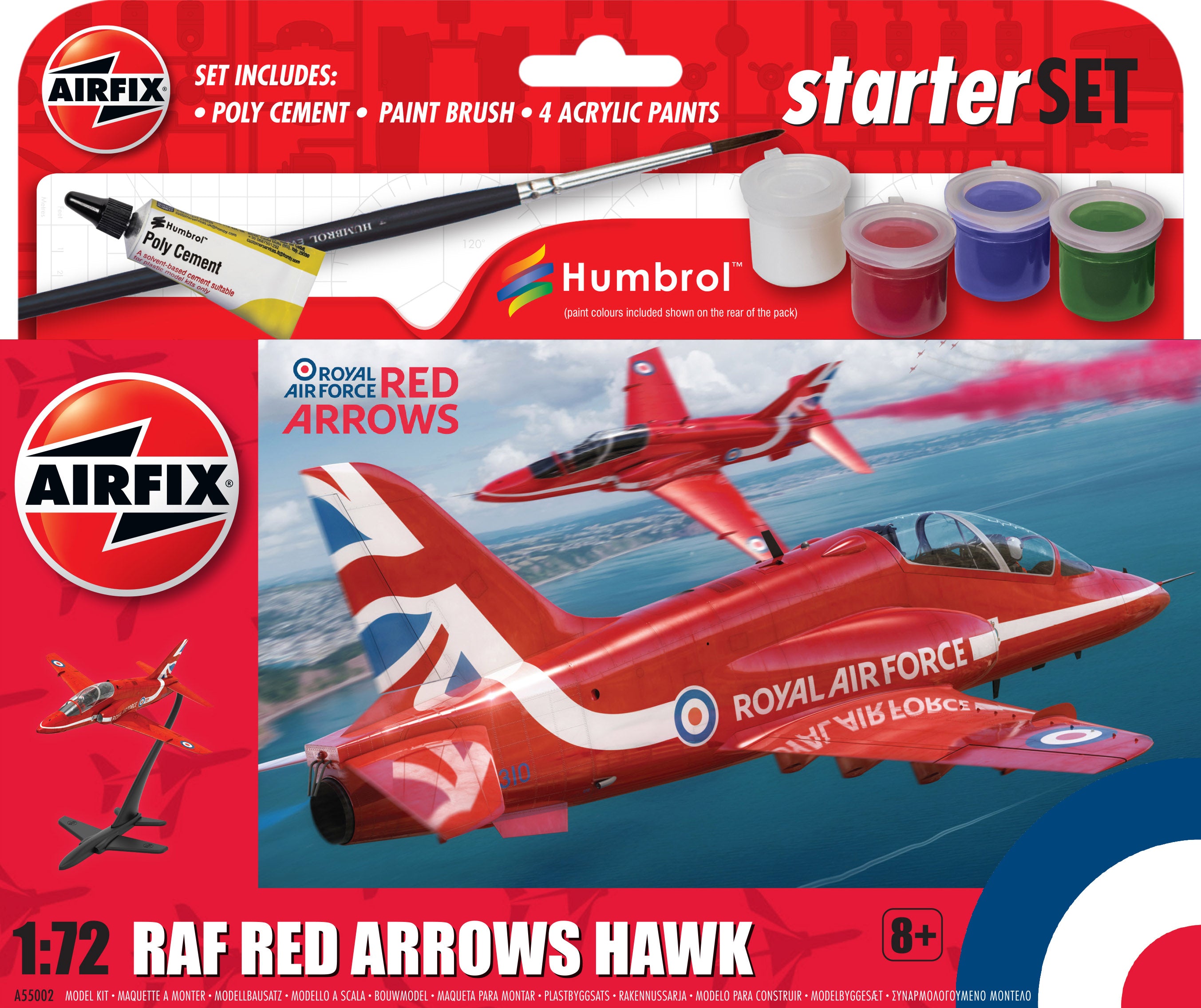Airfix Small Starters Set Red Arrows Hawk 1:72 Scale