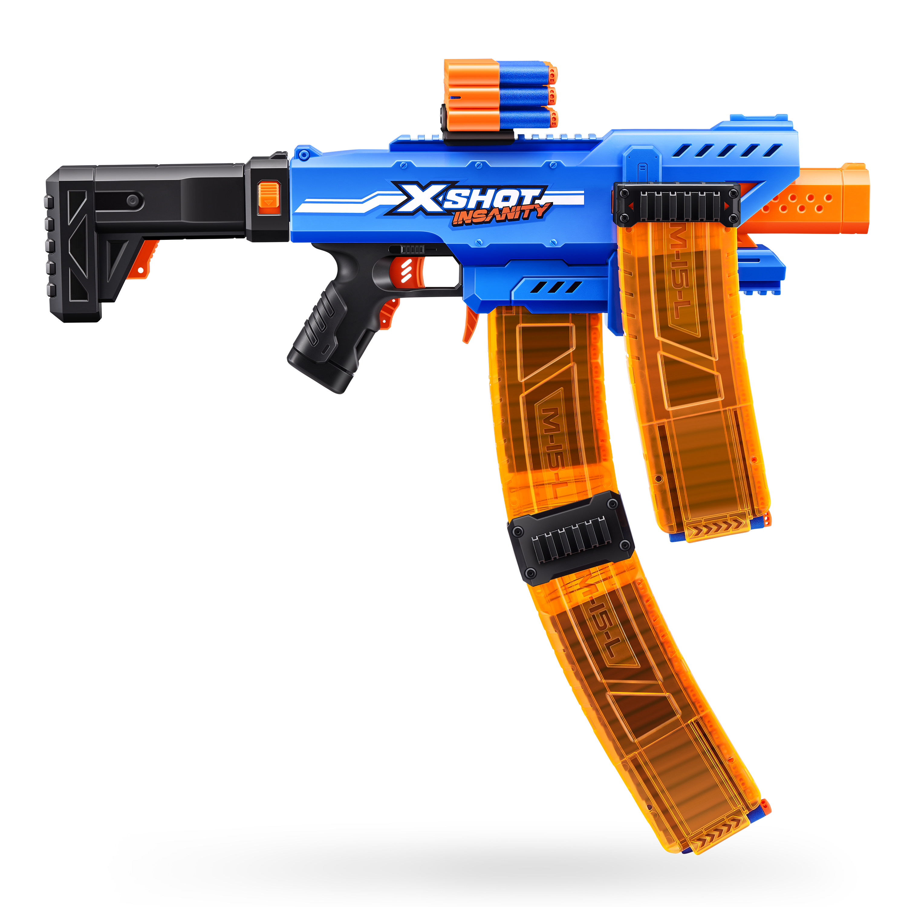 ZURU X Shot Insanity Motorized Blaster - Clip Mania Bundle with 72 Darts for Endless Fun