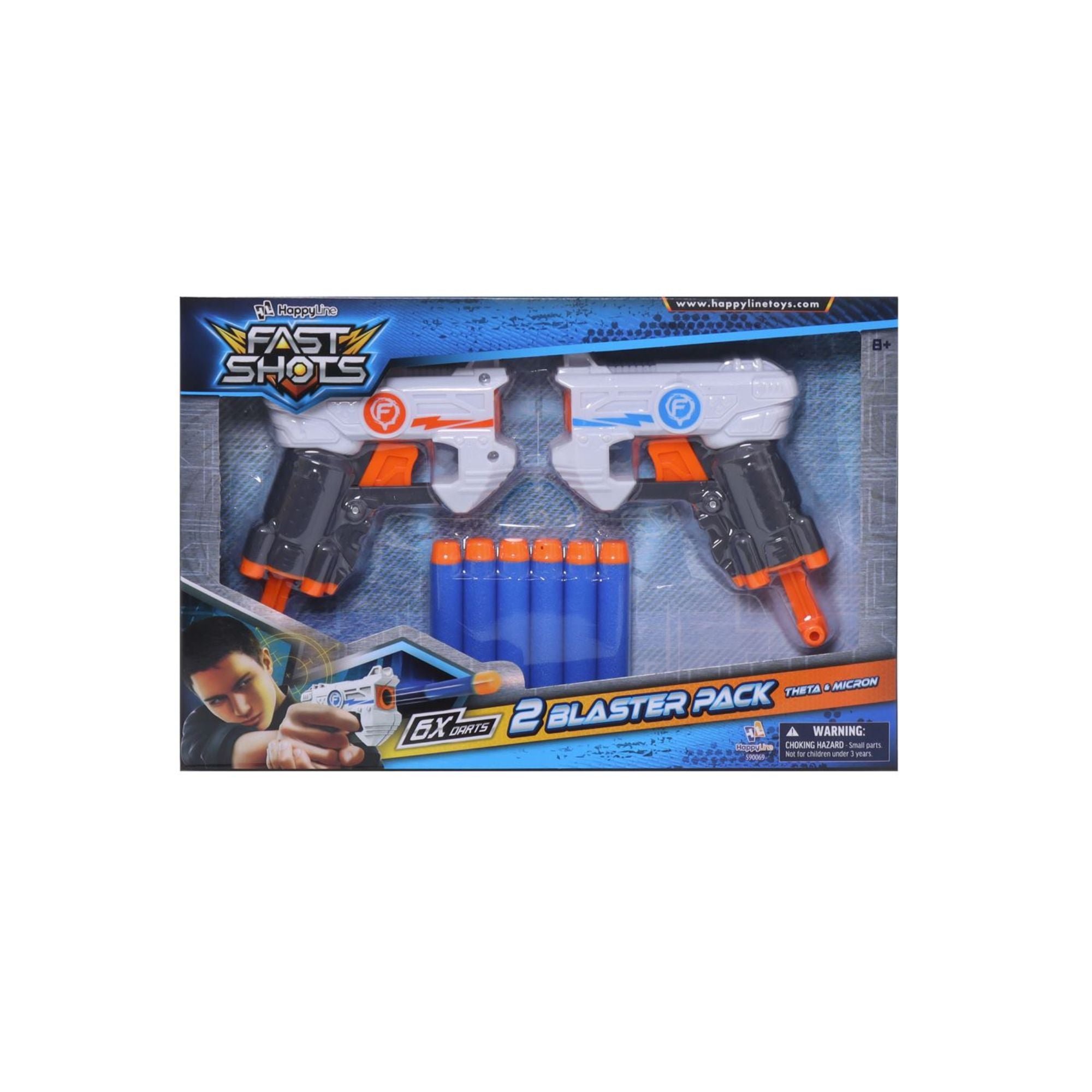 Exclusive Fast Shots 2 Blaster Pack - Theta & Omicron Foam Guns for Indoor & Outdoor Fun