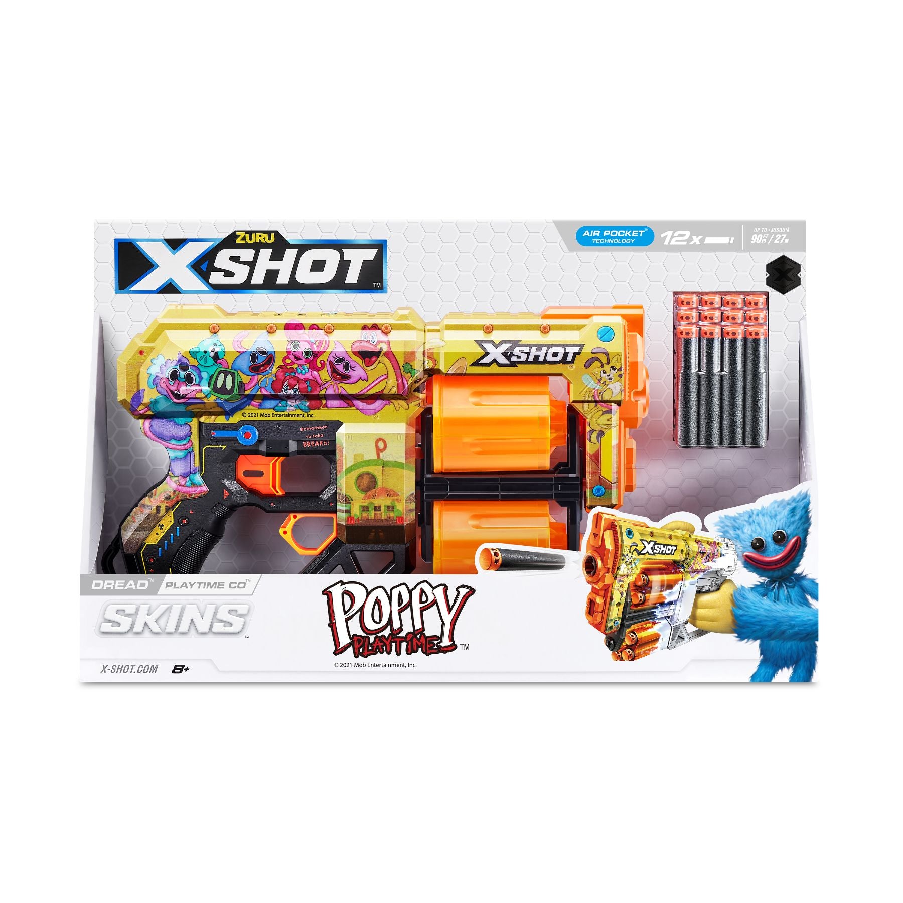 ZURU X Shot Skins Dread - Poppy Playtime Themed Blaster with 12 - Dart Capacity