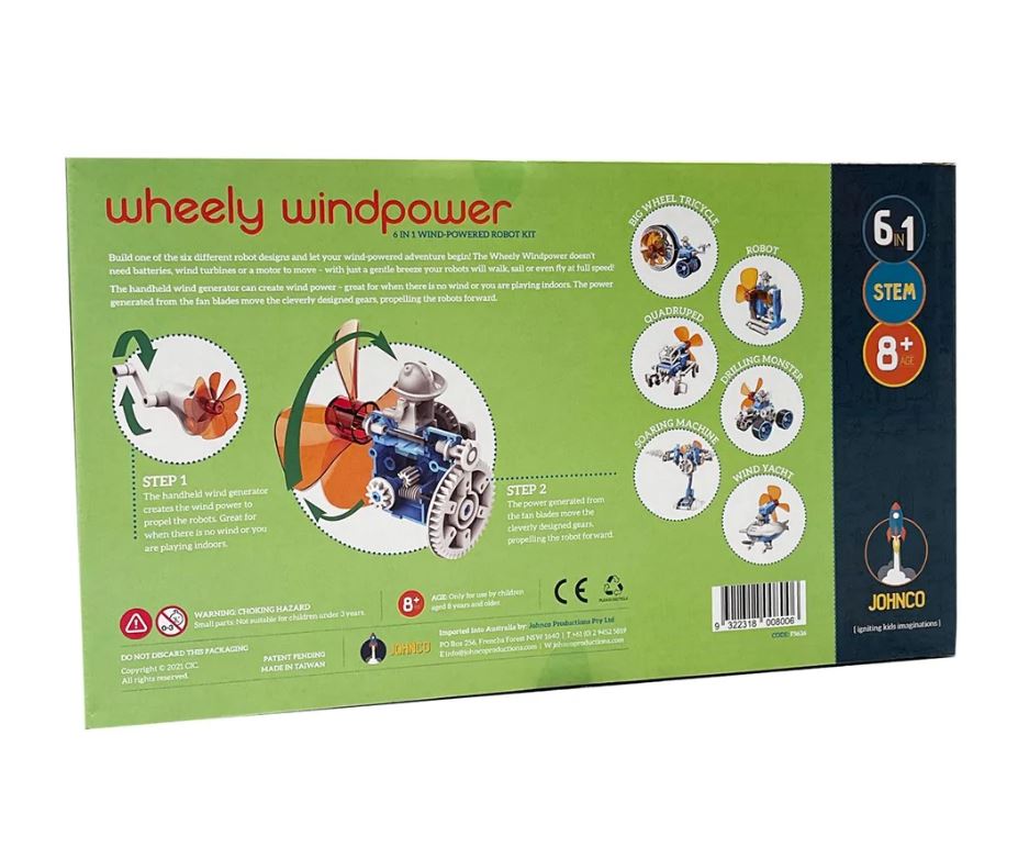 Johnco 6-in-1 Wind-Powered Wheely Robots for Endless Fun