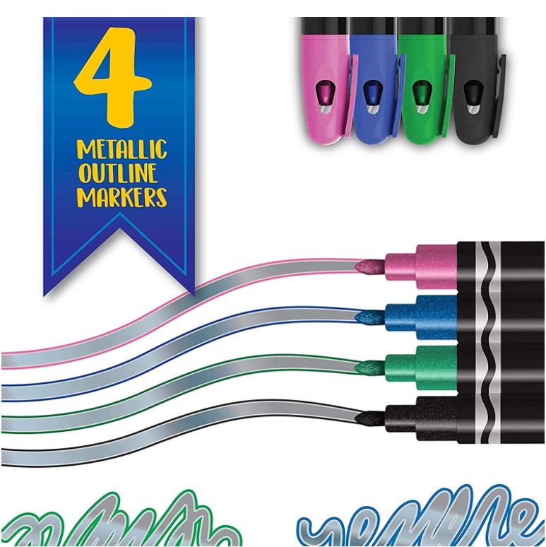 4-Pack Crayola Metallic Outline Markers for Sparkling Arts & Crafts