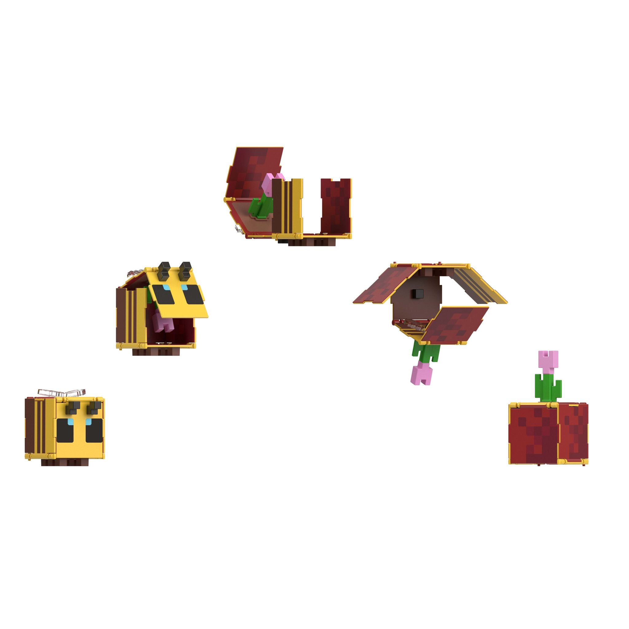 Hot! Minecraft Flippin' Figs - Bee & Flower Pot Set