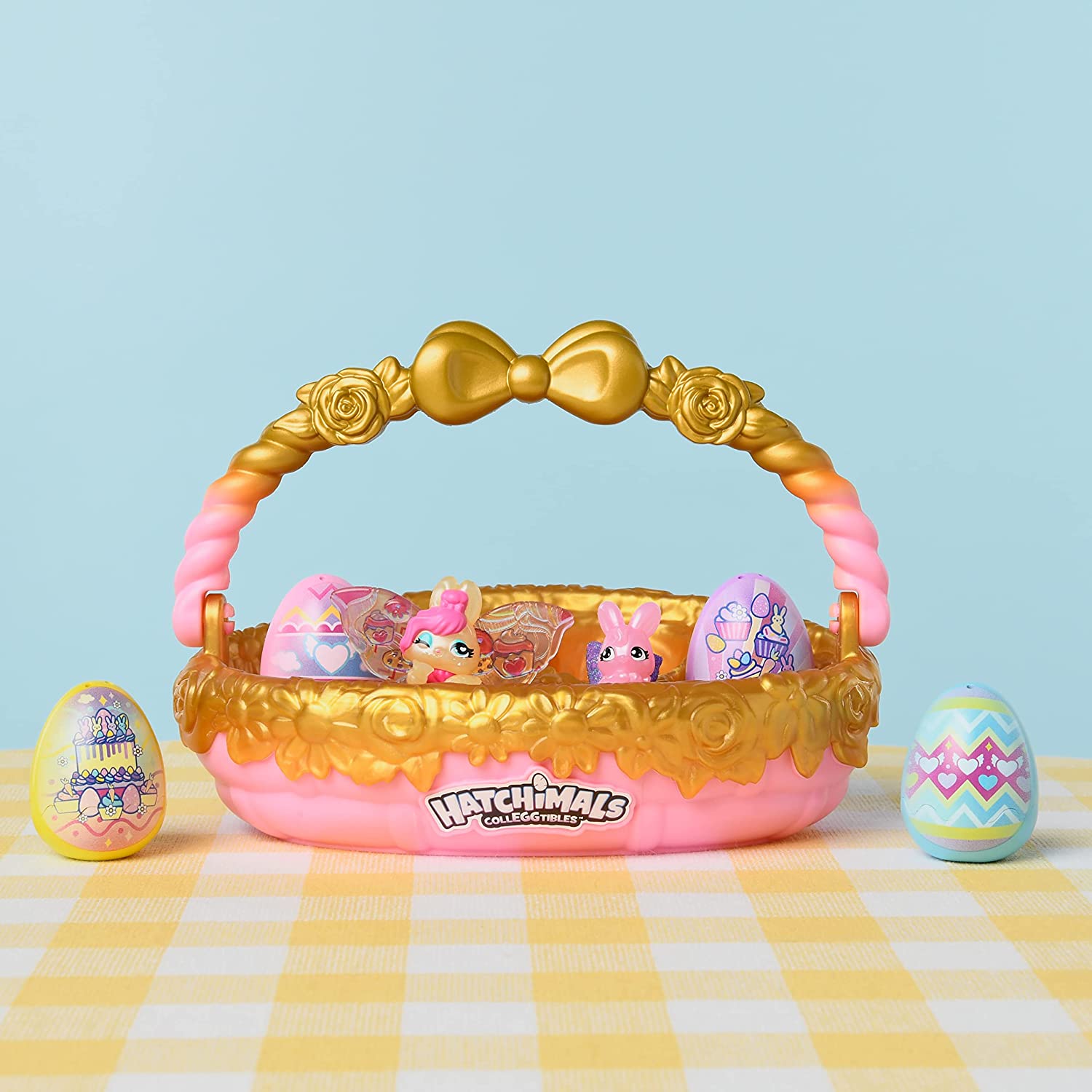 Hot! Hatchimals Bunny Bakers Gold/Pink Family Spring Basket