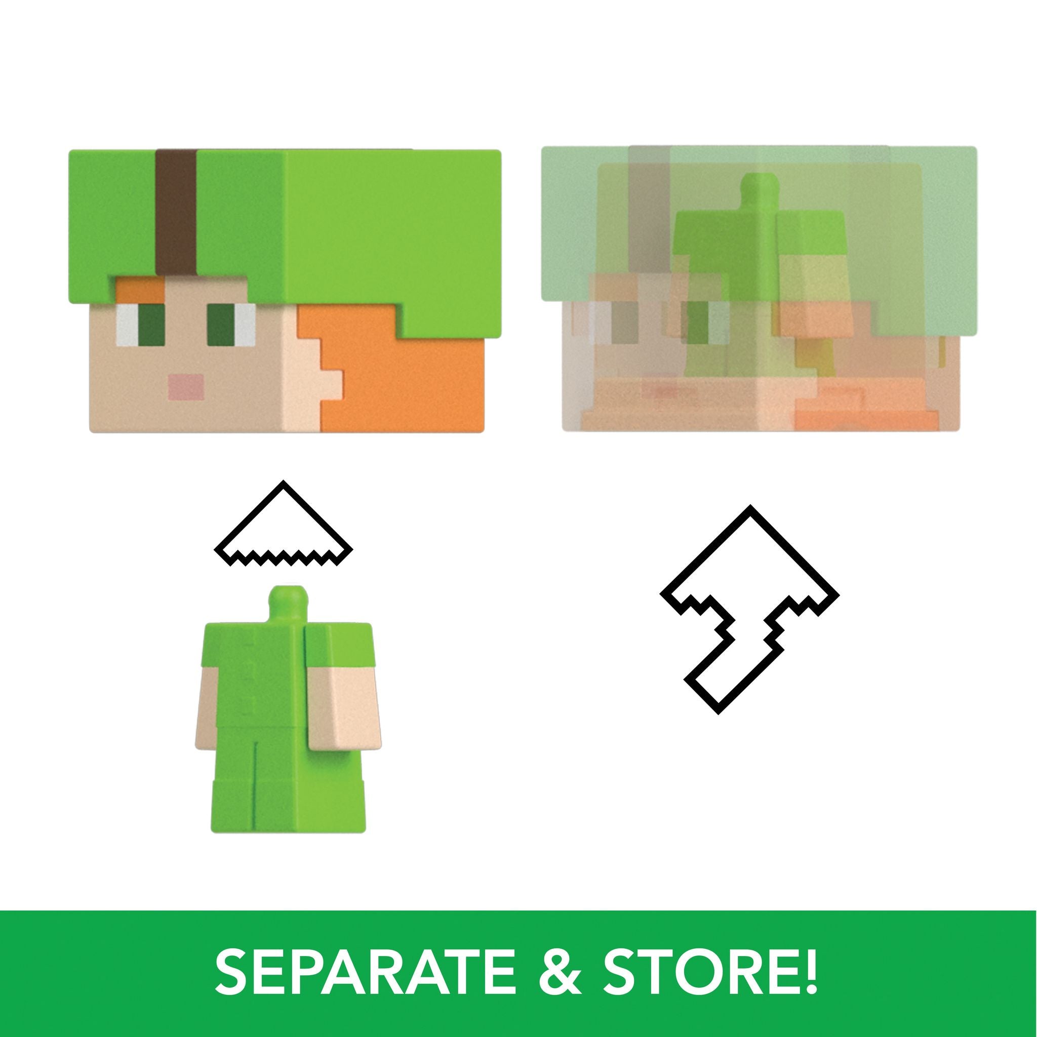 Hot Sale! Minecraft Alex Mini Mob Head Action Figures in Dyed Leather Armour