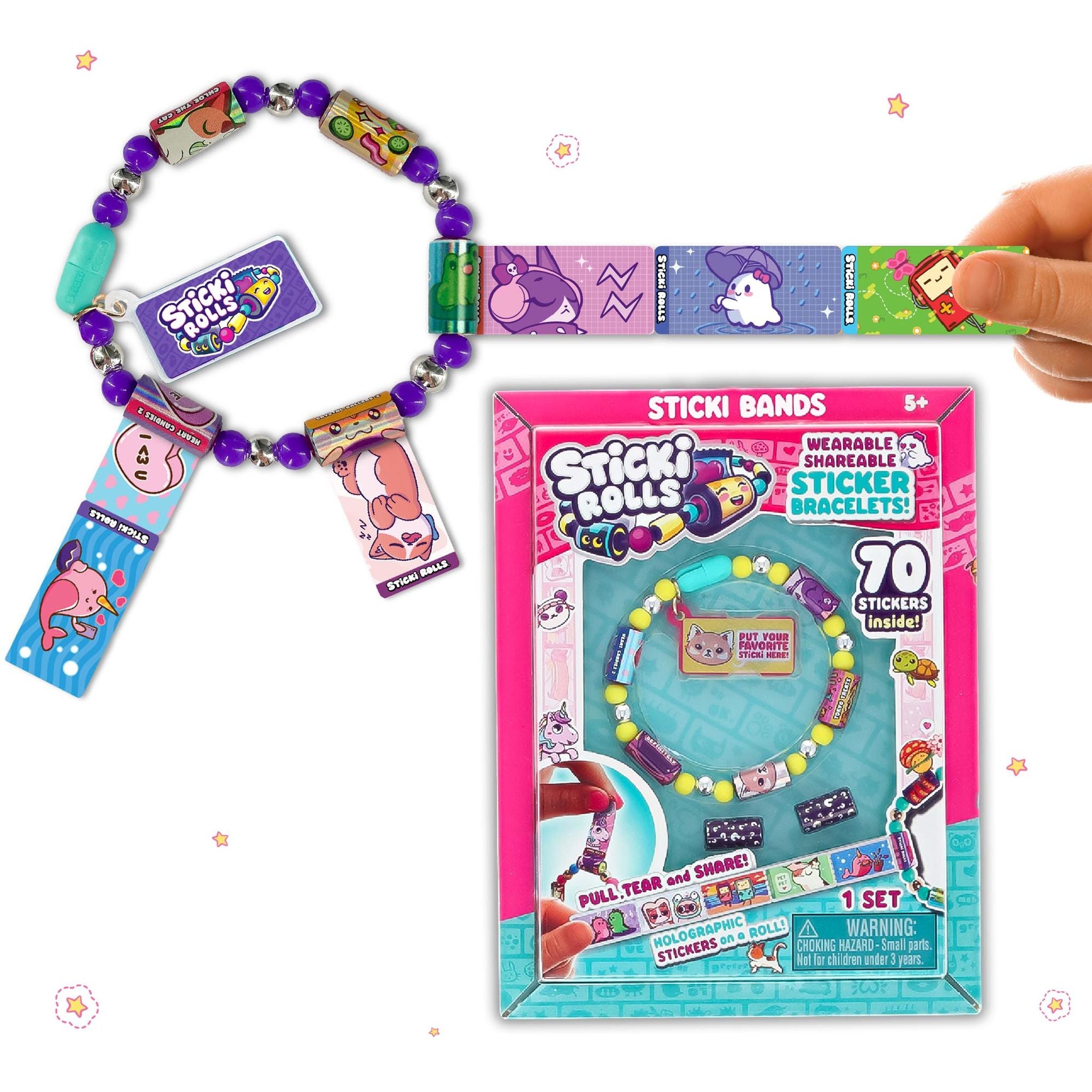 Single Pack of Sticki Rolls Sticki Bands: Wearable, Shareable Sticker Bracelets