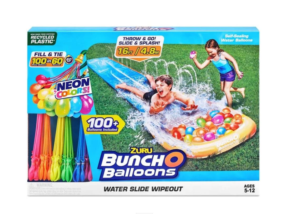 Hot Deal! ZURU Bunch O Balloons Neon Water Slide Set with 100 Self - Sealing Water Balloons