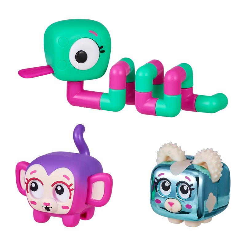 Hot! Little Live Pets Squirkies Fidget Pets 3-Pack, Series 1 Metallic Clickety Cat