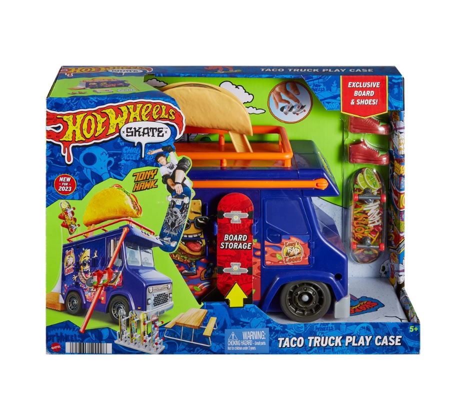 Hot Wheels Skate Spicy Taco Truck Play Set with Portable Storage