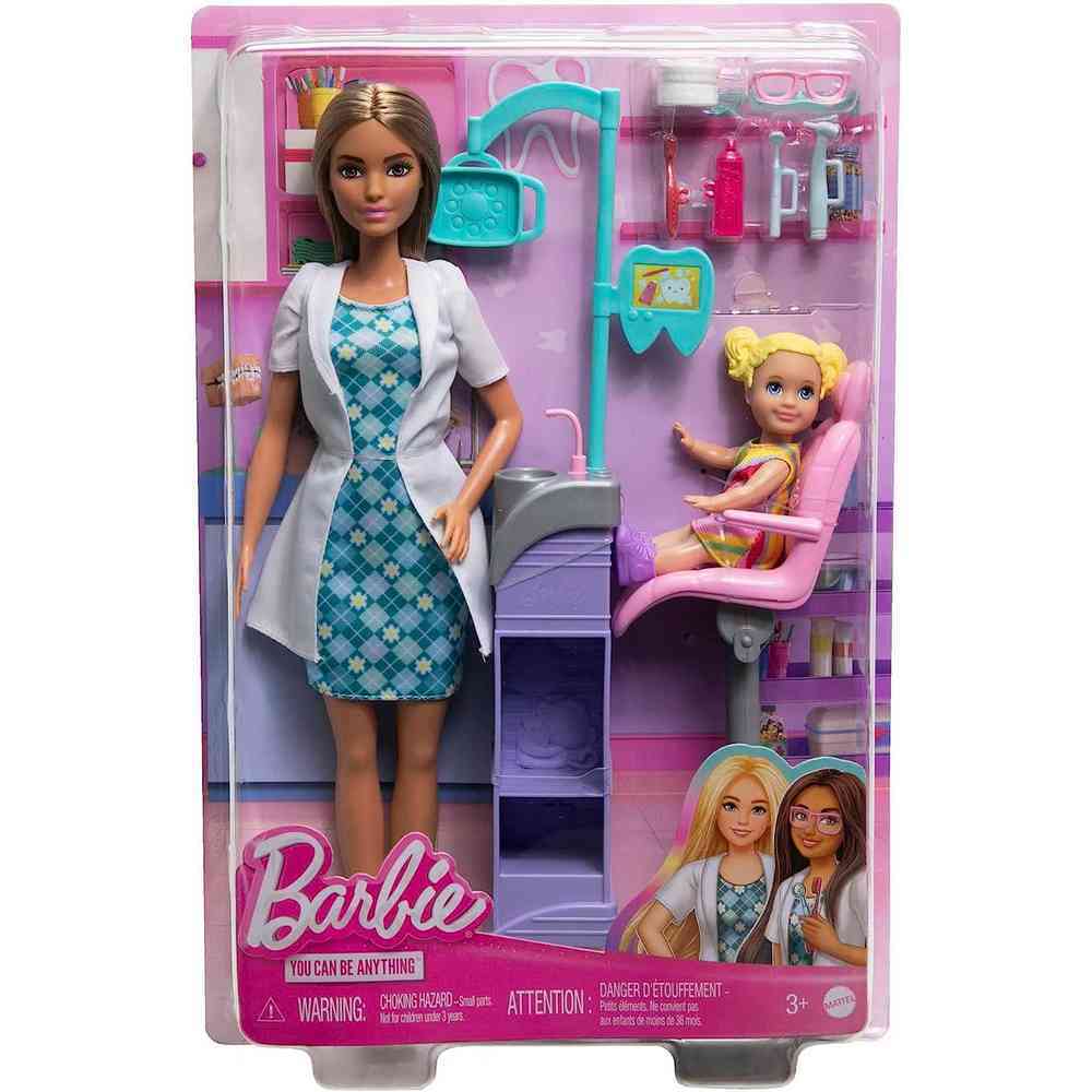 Hot Sale! Barbie Brunette Dentist Career Doll and Playset for Kids' Pretend Play