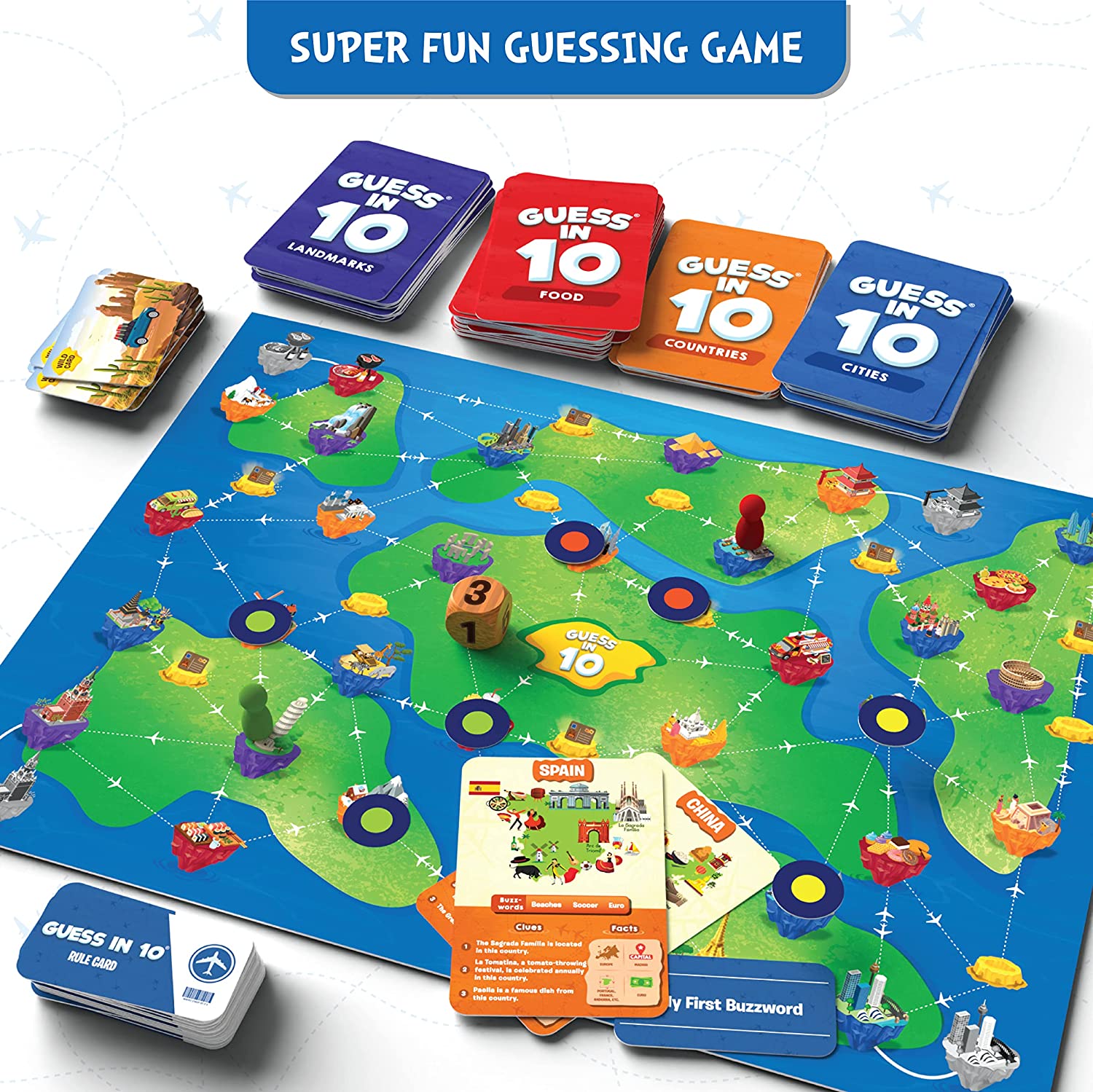 Skillmatics World - Themed Guess In 10 Board Game for Global Fun