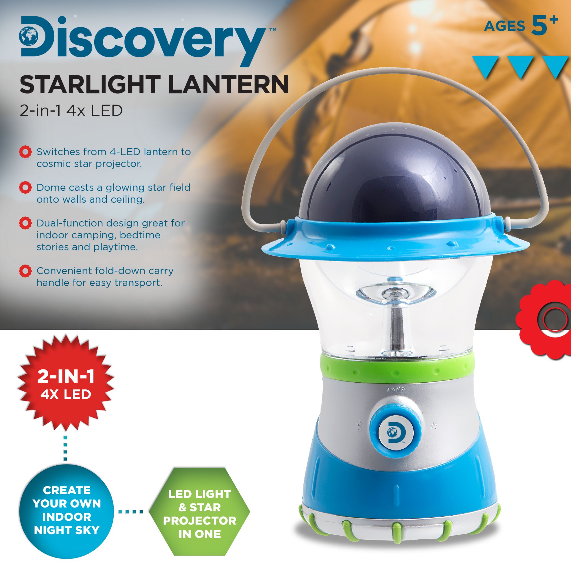 Hot! Discovery Kids 2-in-1 LED Starlight Lantern