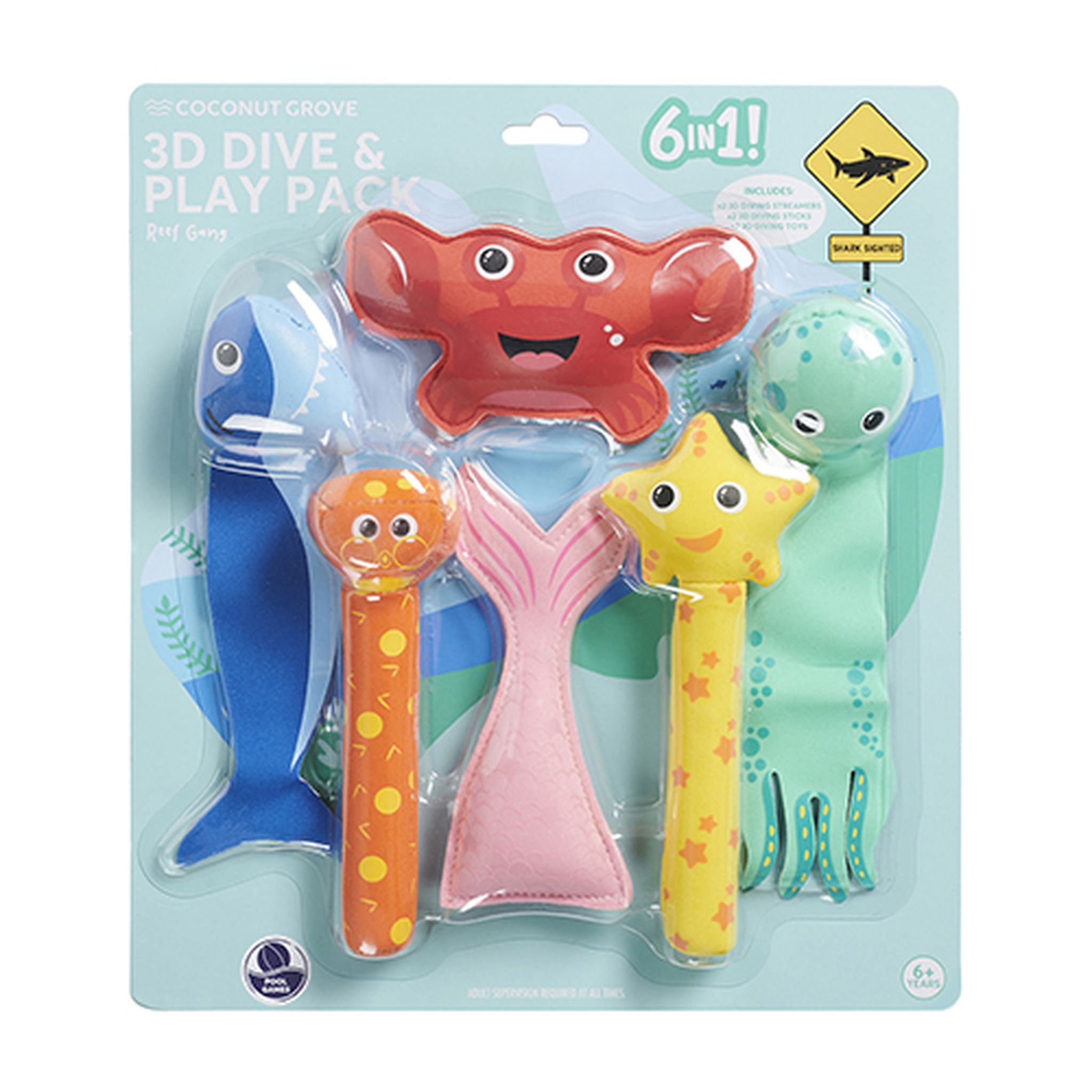 Hot Deal! Coconut Grove 3D Dive & Play Set - 6 Pack Reef Gang Toys for Kids