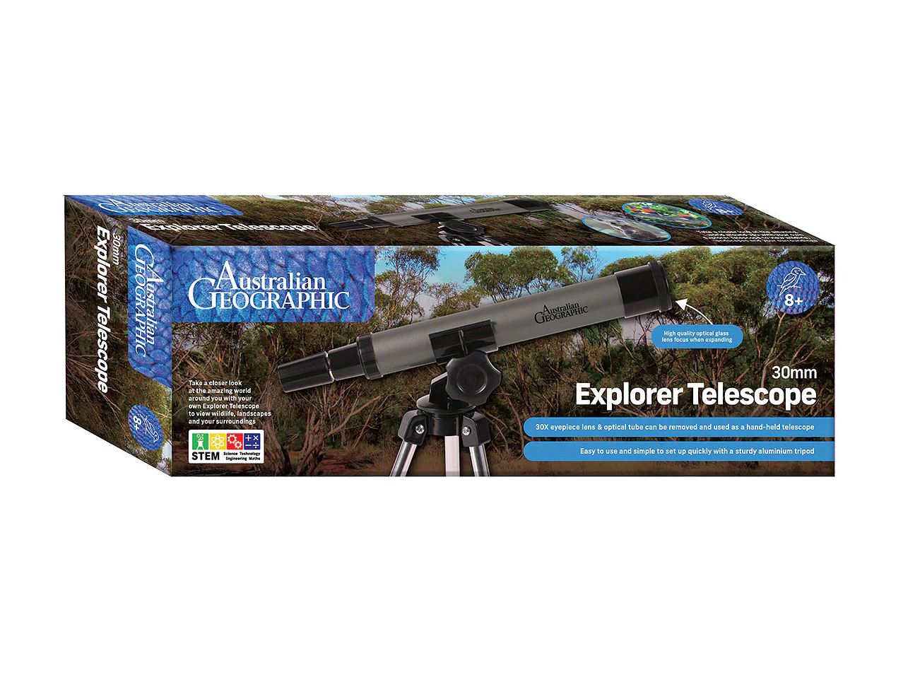 Australian Geographic 30Mm Hand - held Explorer Telescope with 15x Magnification