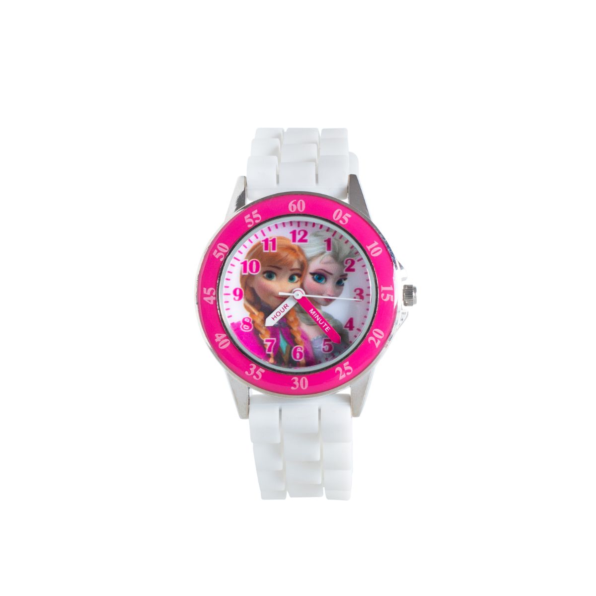 Hot Sale! Officially Licensed Frozen Pink/White Stainless Steel Time Teacher Kids' Watches