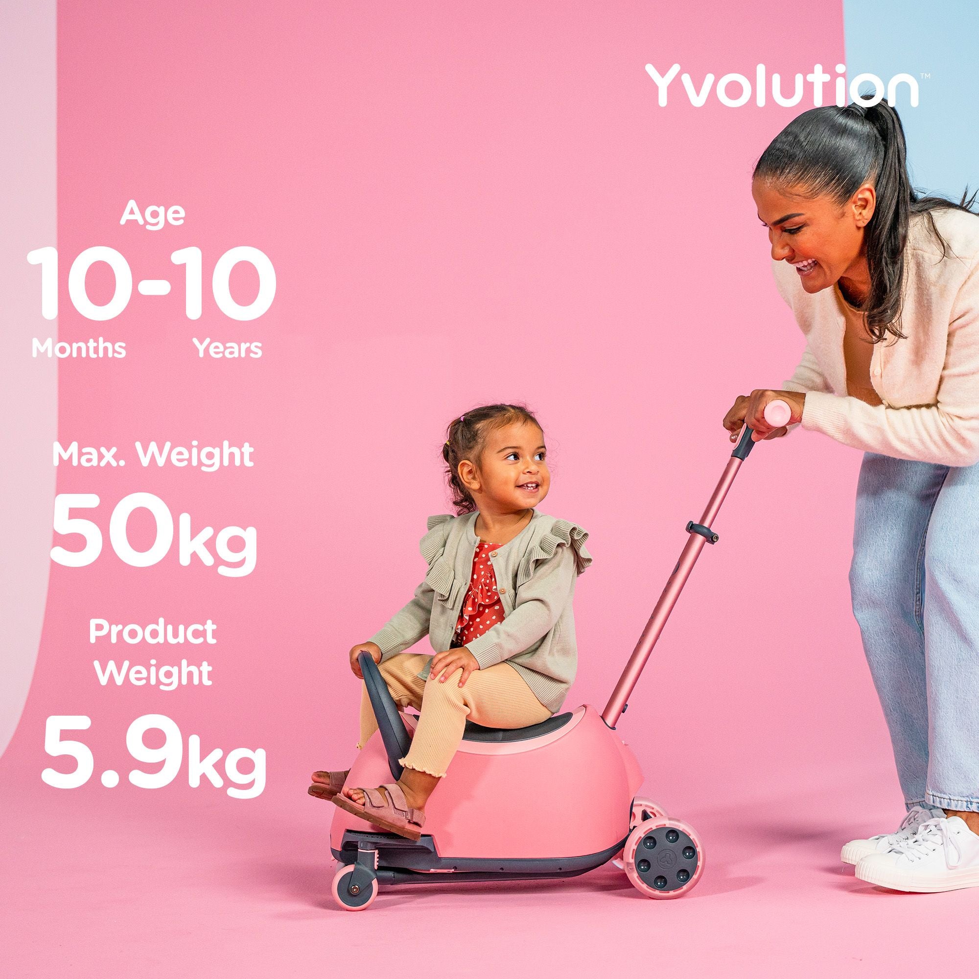 Yvolution Y Glider Luna 5-in-1 Pink Kids Scooter - Durable & Versatile Ride