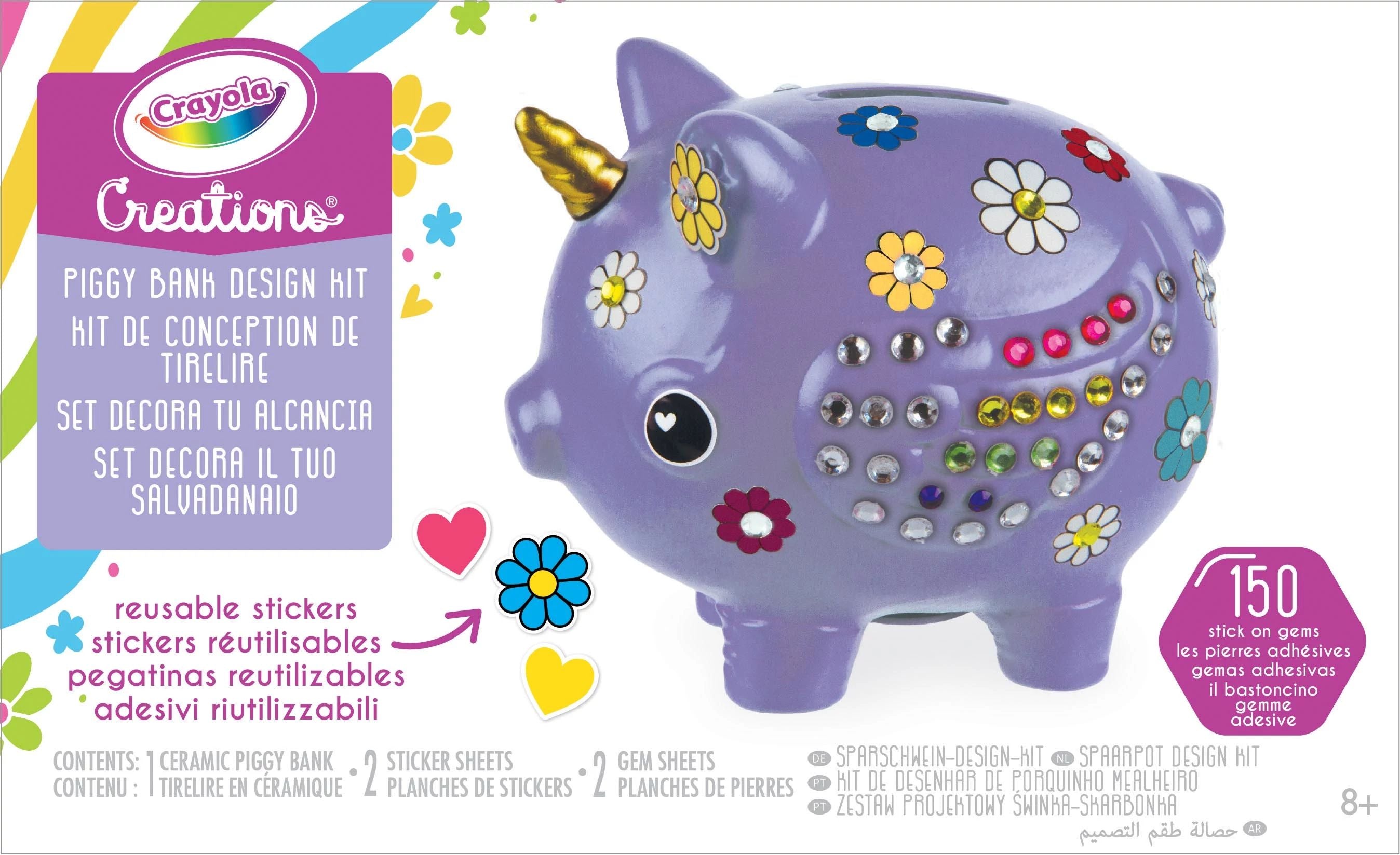 Hot Sale! Crayola Uni Themed Ceramic Piggy Bank Design Kit for Kids Aged 8+