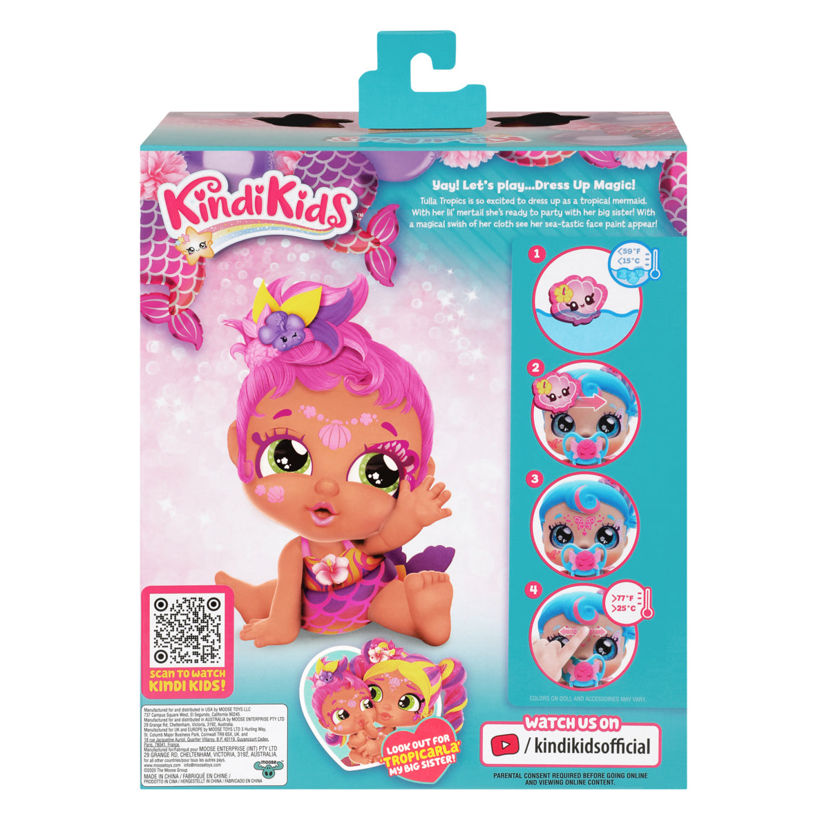 Hot Sale! Kindi Kids Dress - Up Magic Baby Doll - Sister Tulla Tropics Mermaid Toy
