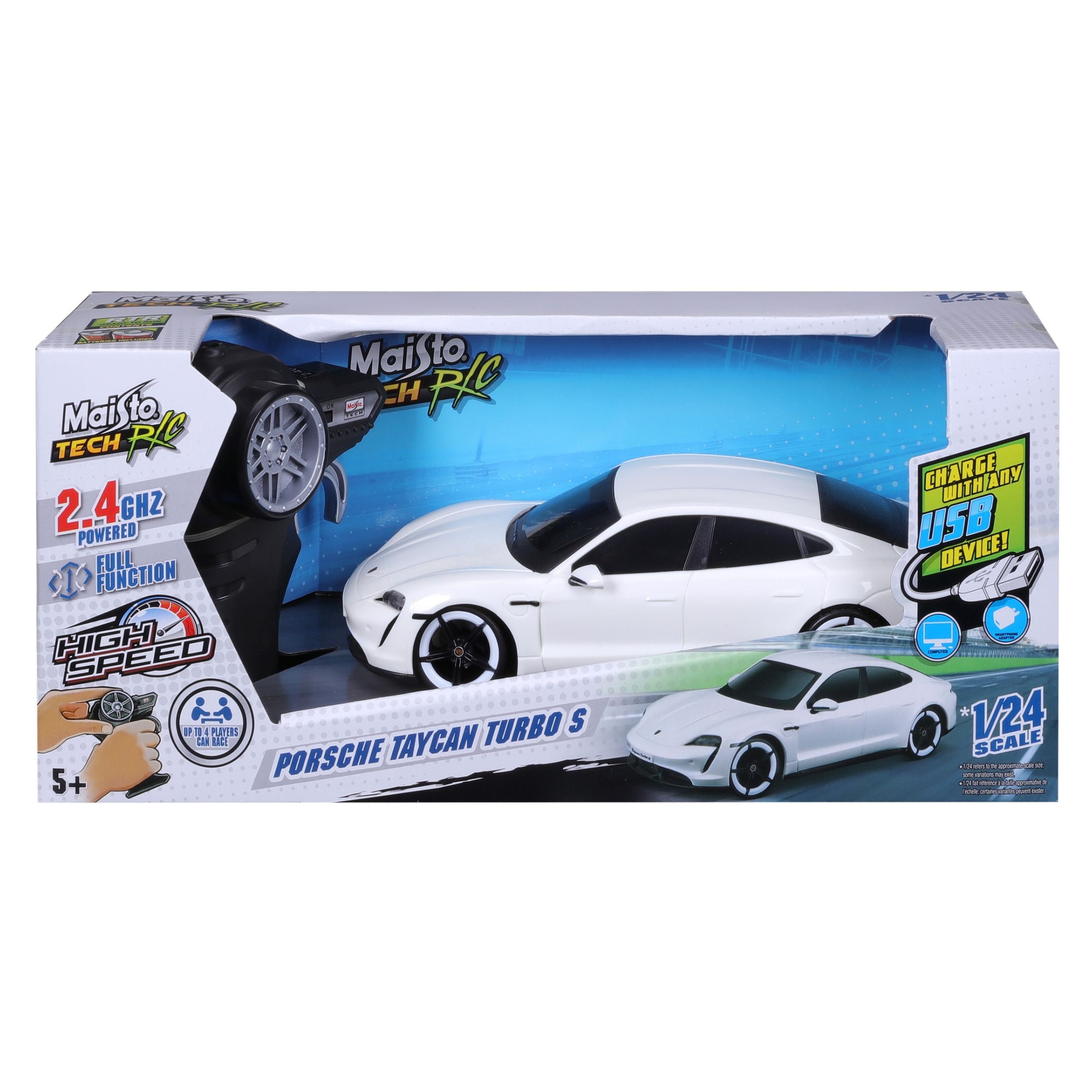 Hot Deal! Maisto Tech 1:24 RC Porsche Taycan Turbo S - 2.4GHz USB Rechargeable