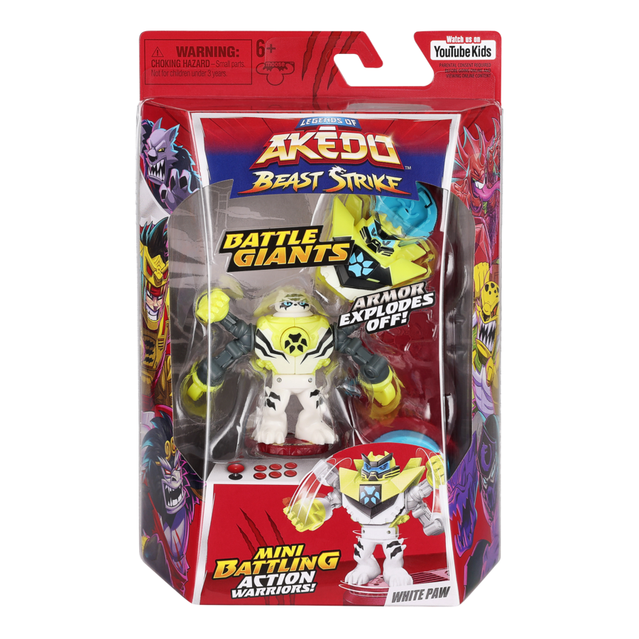 Hot Sale! Akedo Season 5 Beast Strike Super - Sized Battle Giants - White Paw Model