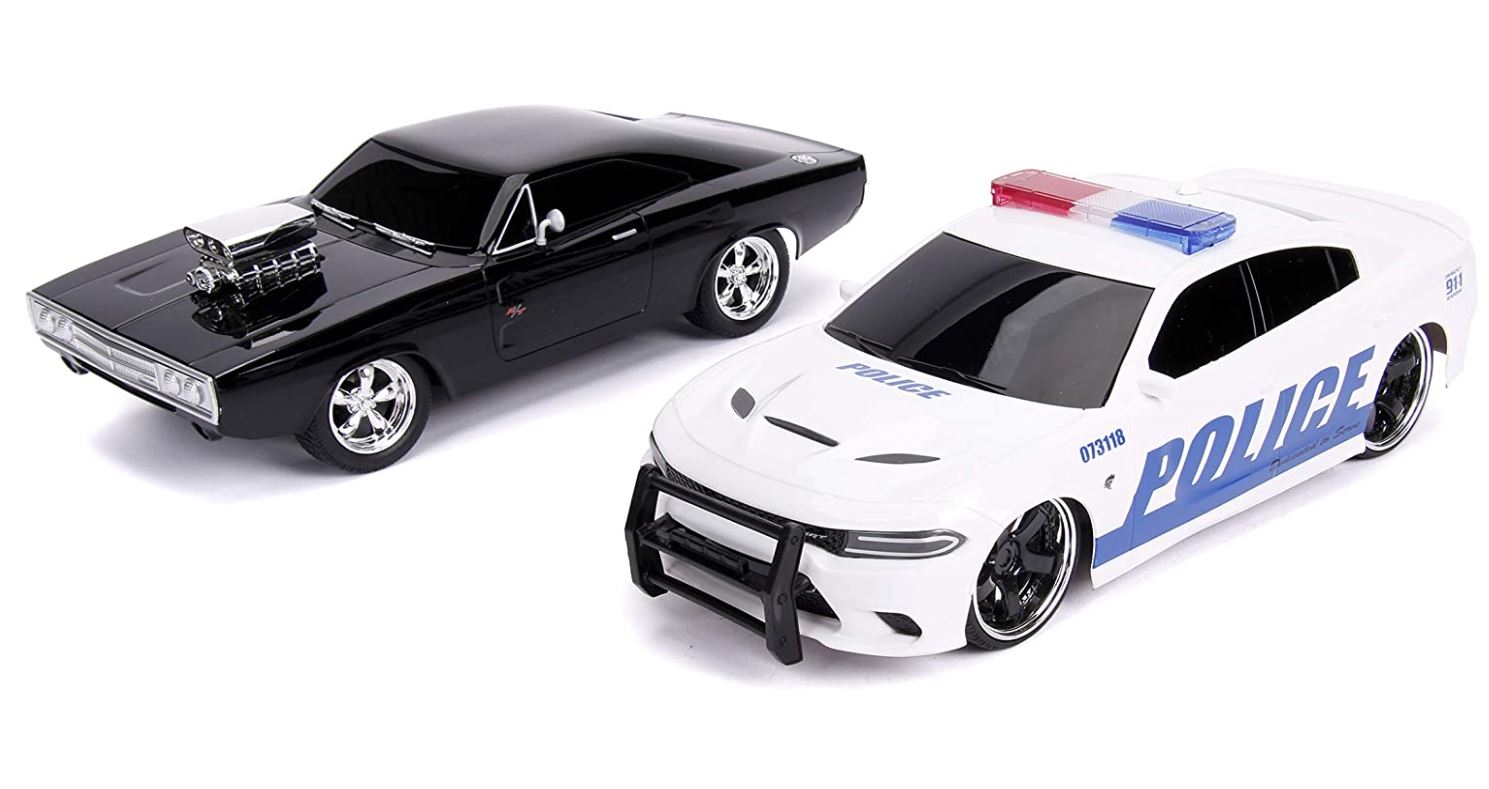 Jada Fast & Furious Twin Pack RC Cars: Dom's Charger and Police Hellcat