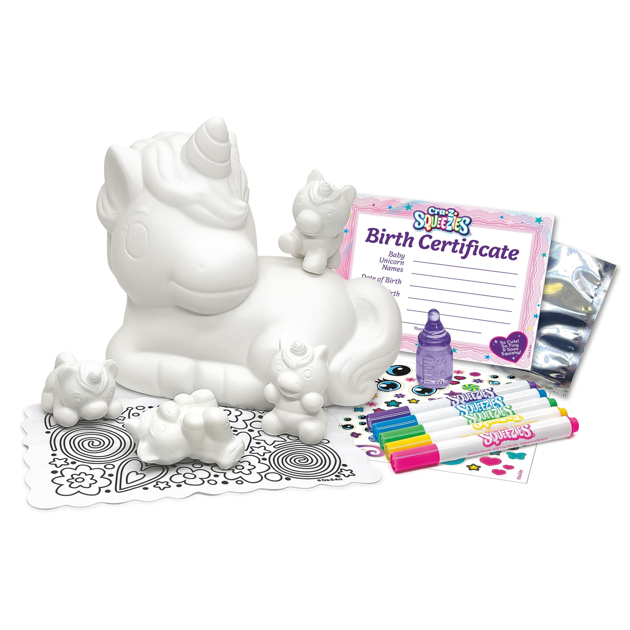 Hot! Cra-Z-Squeezies Shimmer 'N Sparkle Unicorn Mommy & Babies Surprise Set