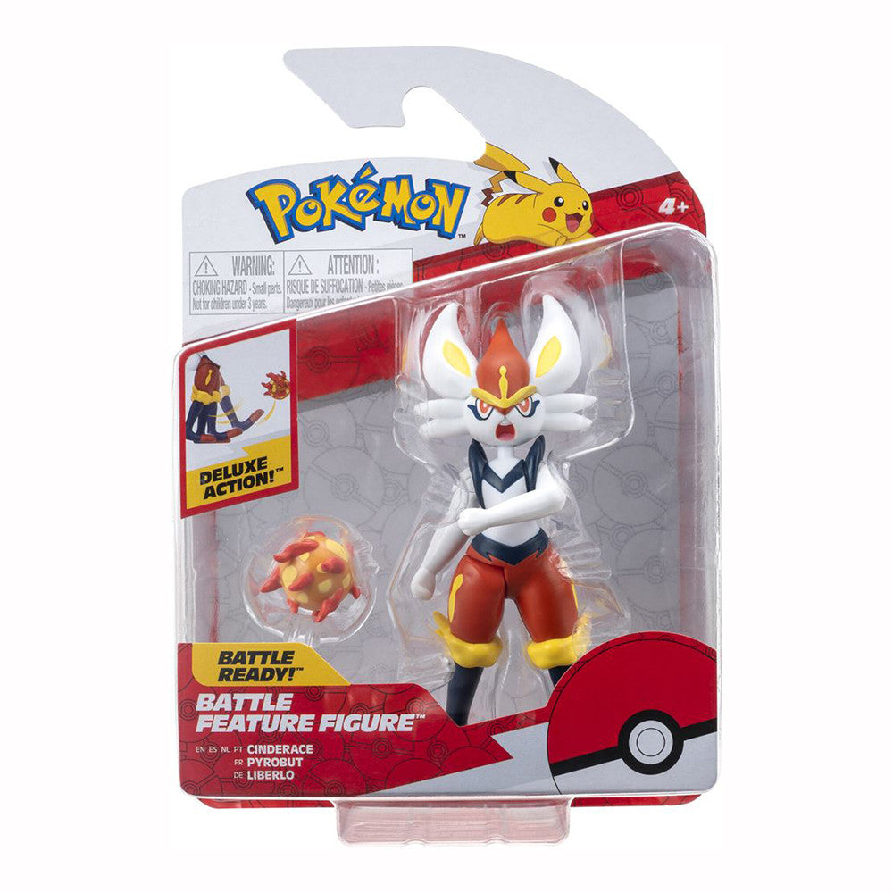 Authentic 4.5 - inch Scale Pokemon Battle Feature Figure - Cinderace