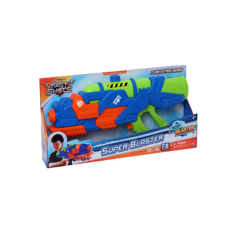 Super Deal! Happy Line Toys Fast Shots 580ml Aqua Water Blaster for Ages 5+