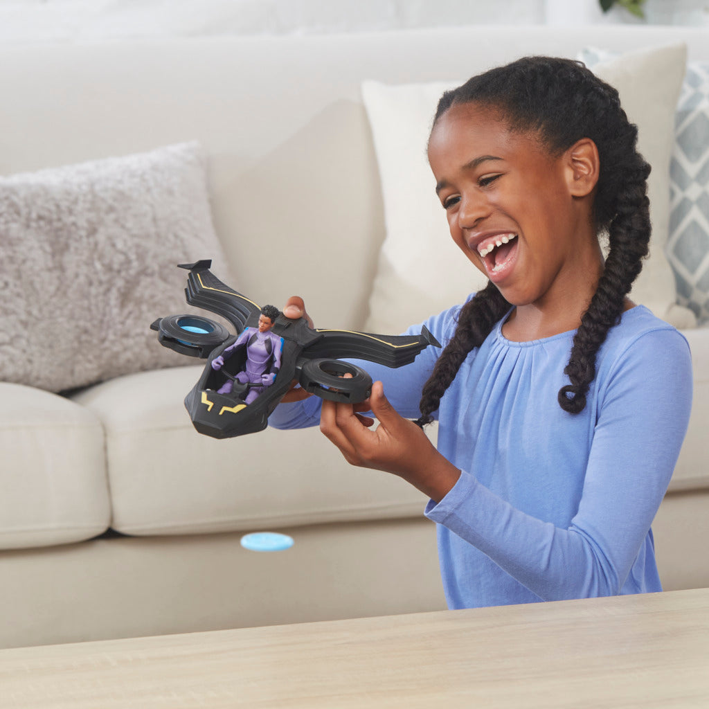 Hot! Marvel Black Panther - Shuri Figure & Transforming Vehicle Set