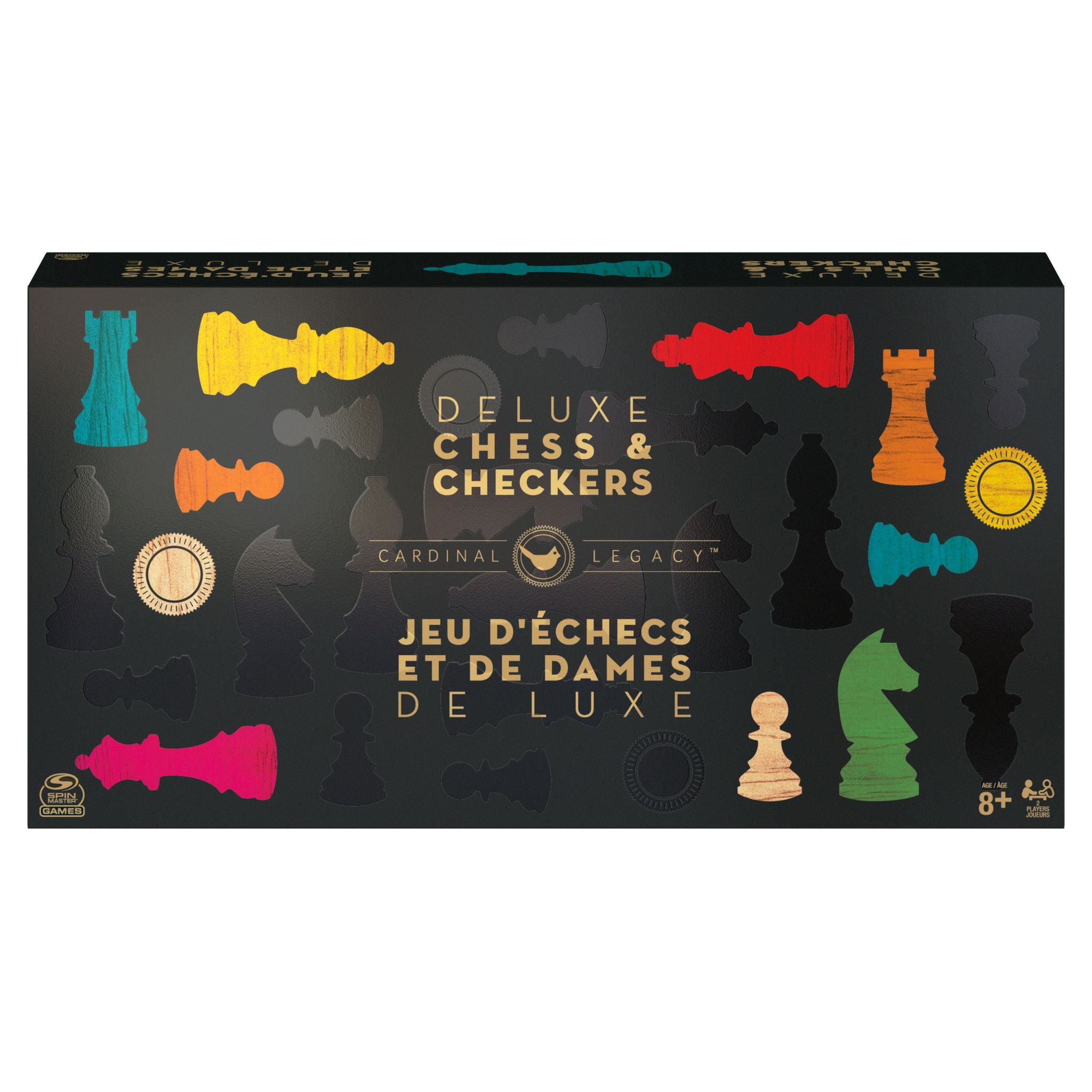 Cardinal Games Deluxe Legacy Wooden Box Set for Chess & Checkers