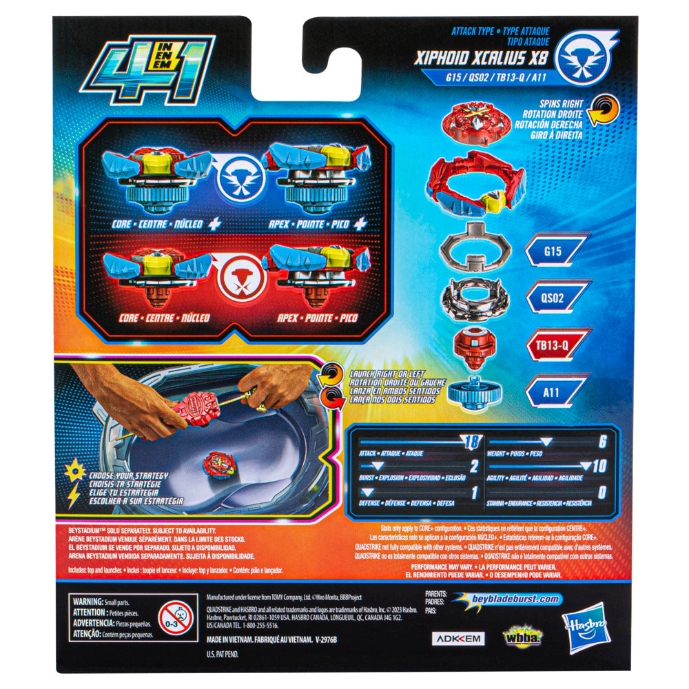 Hot! Beyblade Burst Quadstrike Xcalius Launcher Set for 8-Year-Olds