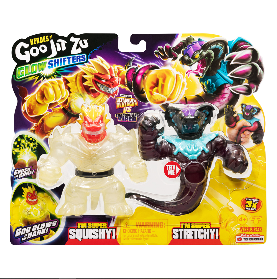 Hot Sale! Heroes Of Goo Jit Zu Season 8 Glow Shifters Versus Pack - Ultraglow Blazagon vs Shadowfang Viper