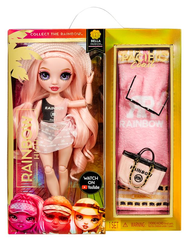 Hot Sale! Rainbow High Pacific Coast Fashion Doll - Bella Parker with Exclusive Features