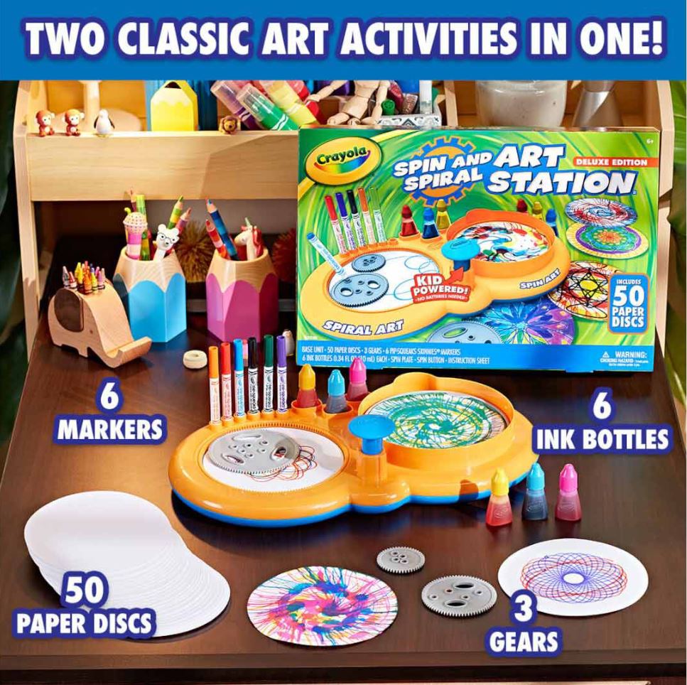 Crayola Spin & Spiral Art Station Deluxe Kit - Great Gift for Kids