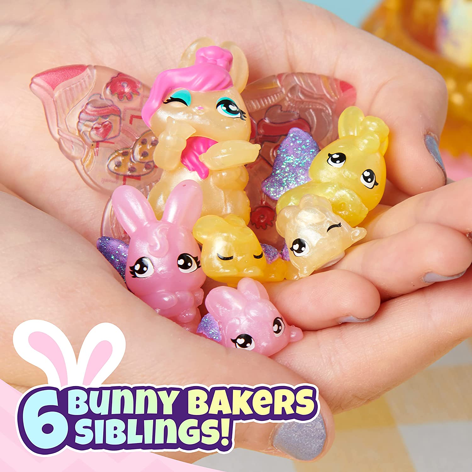 Hot! Hatchimals Bunny Bakers Gold/Pink Family Spring Basket